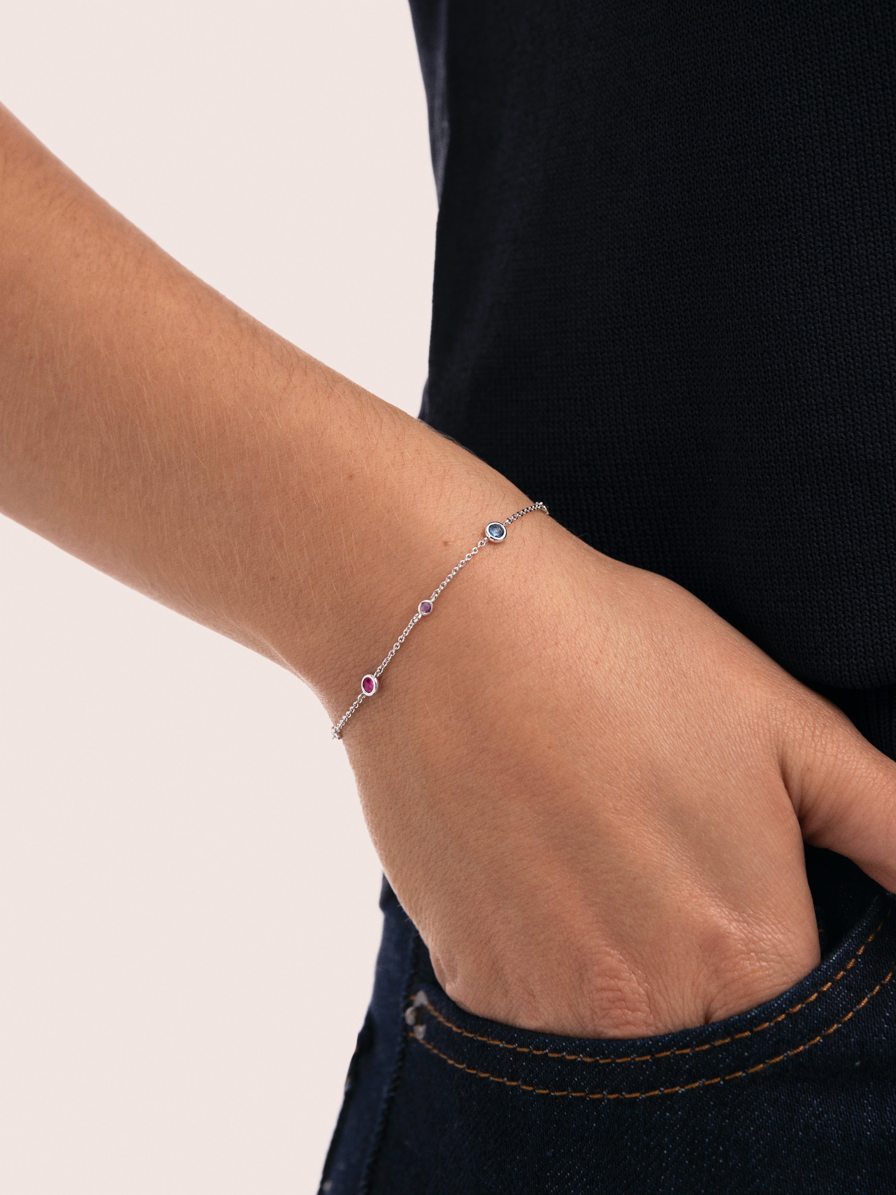 Pulseira de Corrente New Orbit Multicolor de Liga de Metais Banhado em Ródio Multicolor-2