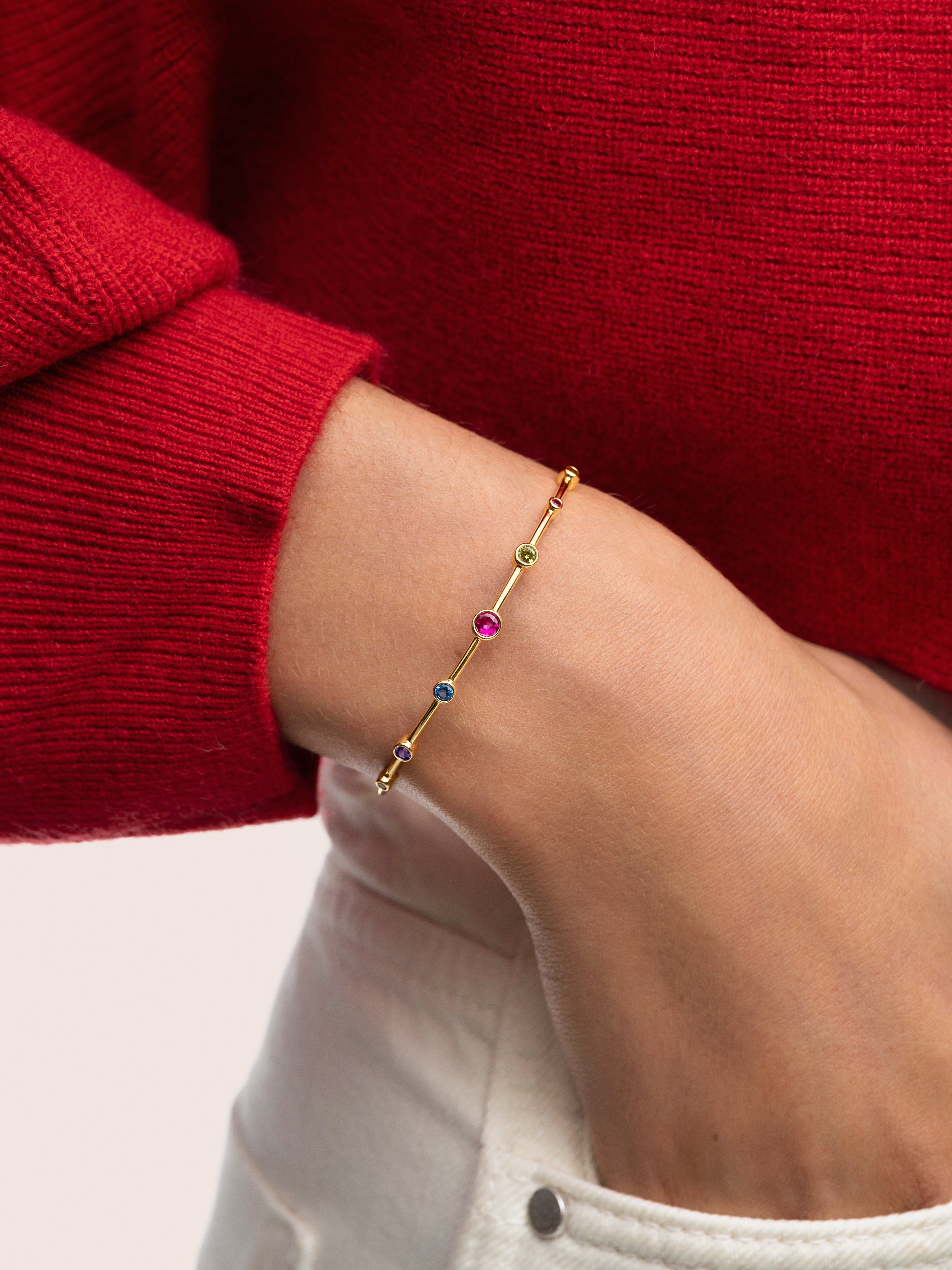Pulseira com Elos Rainbow Bubbles de Liga de Metais Banhada a Ouro Multicolor-2