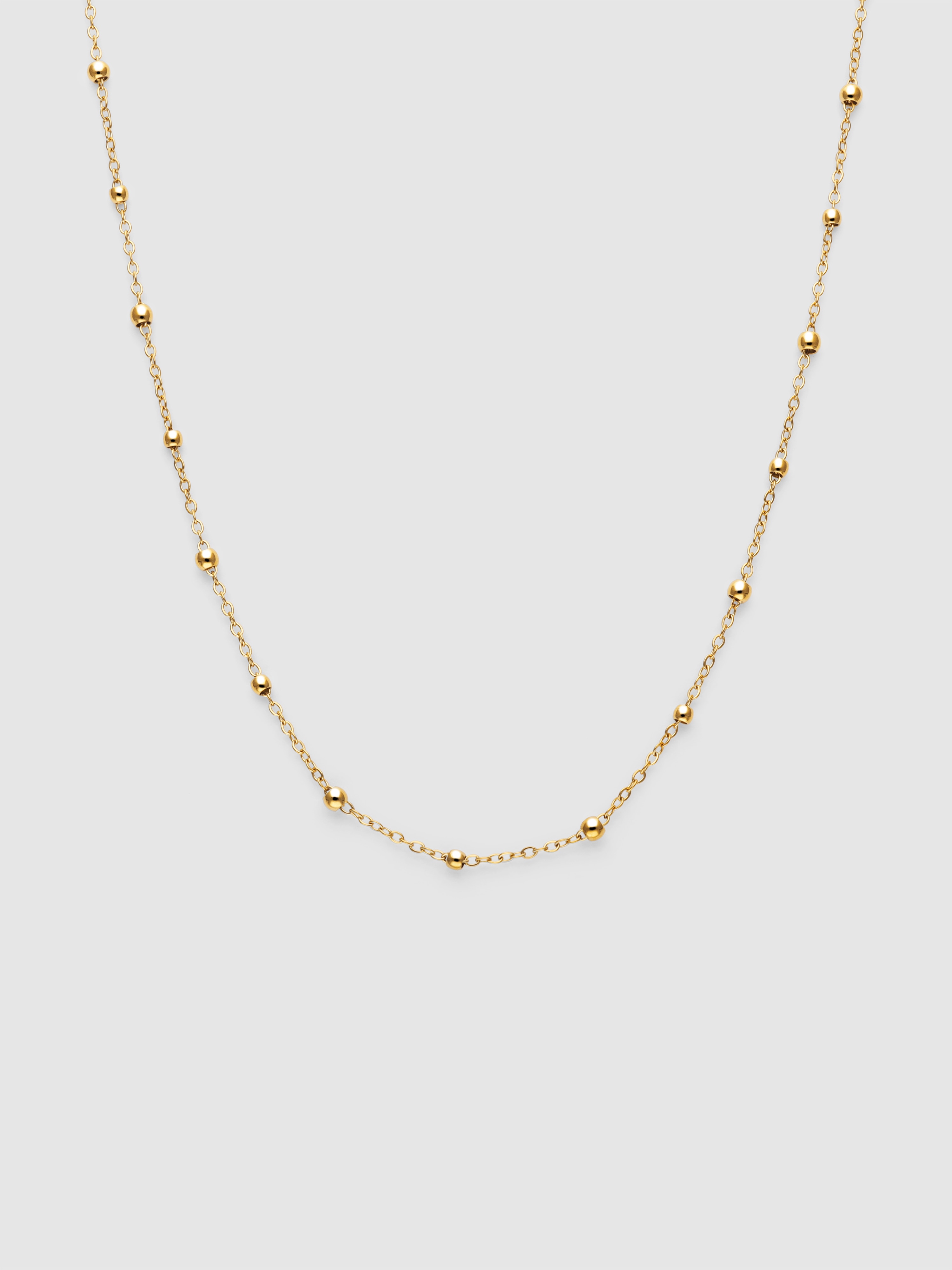 Colar Long Dots de Aço Banhado a Ouro Dourado-1