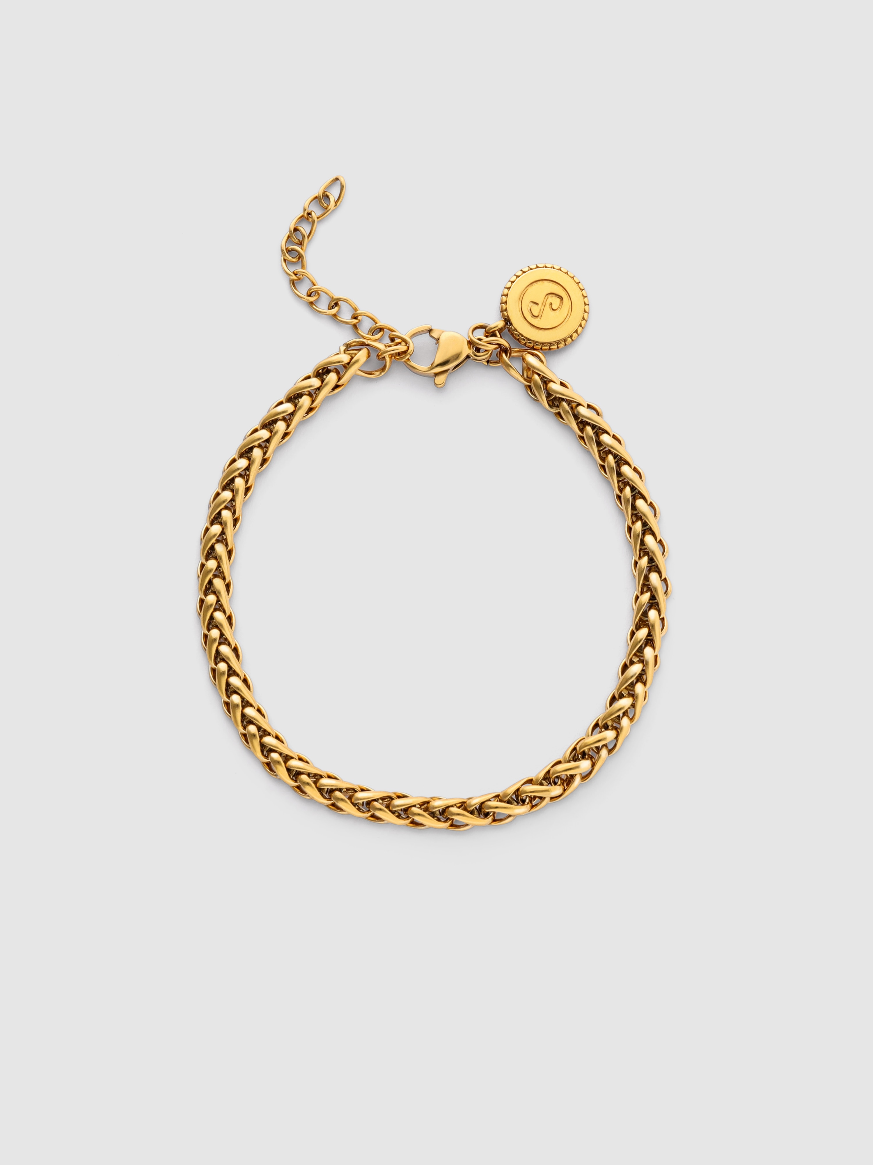 Pulseira de Elos Fine Disco de Aço Banhado a Ouro Dourado-1