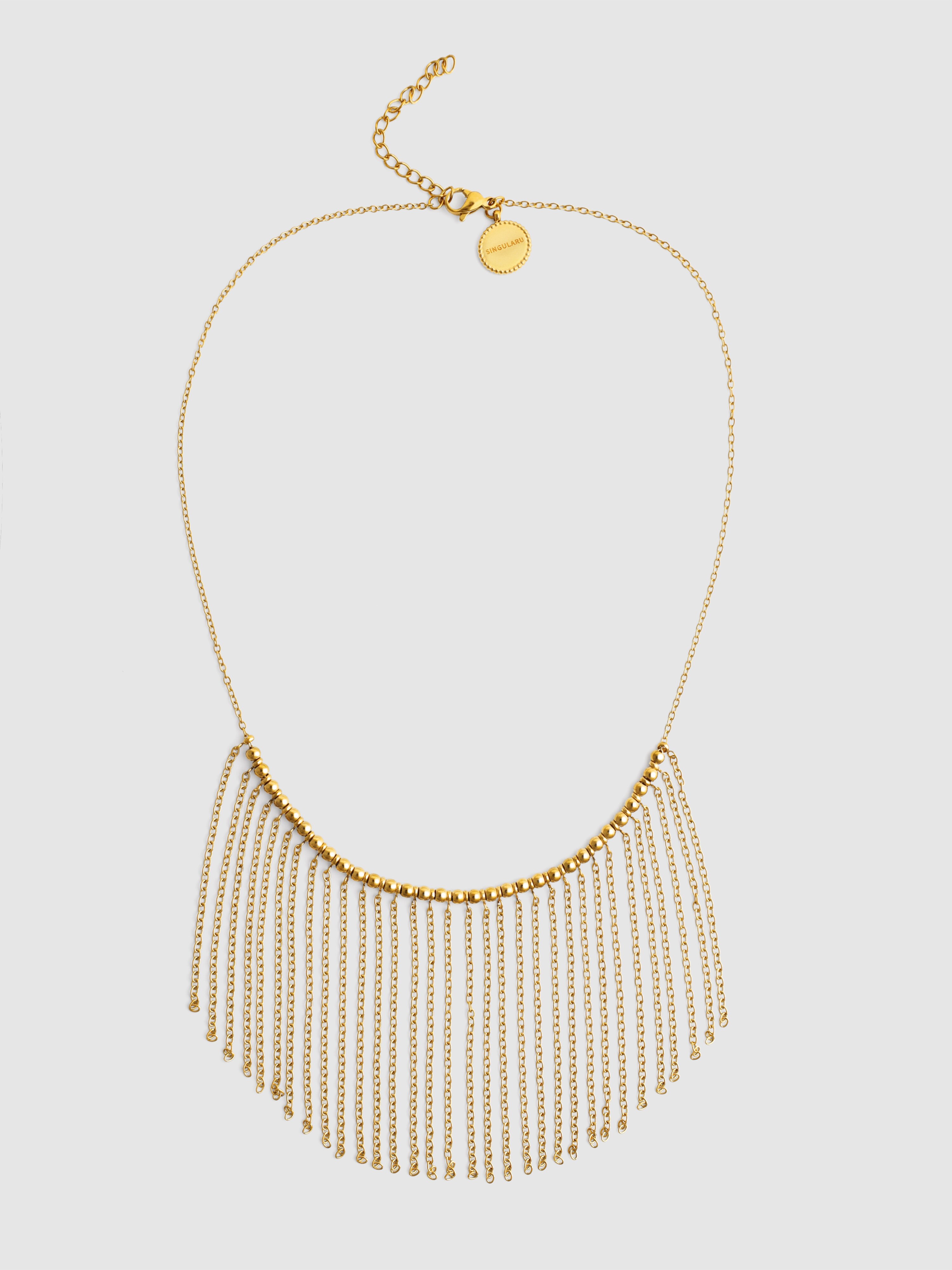 Colar Regina de Aço Banhado a Ouro Dourado-5