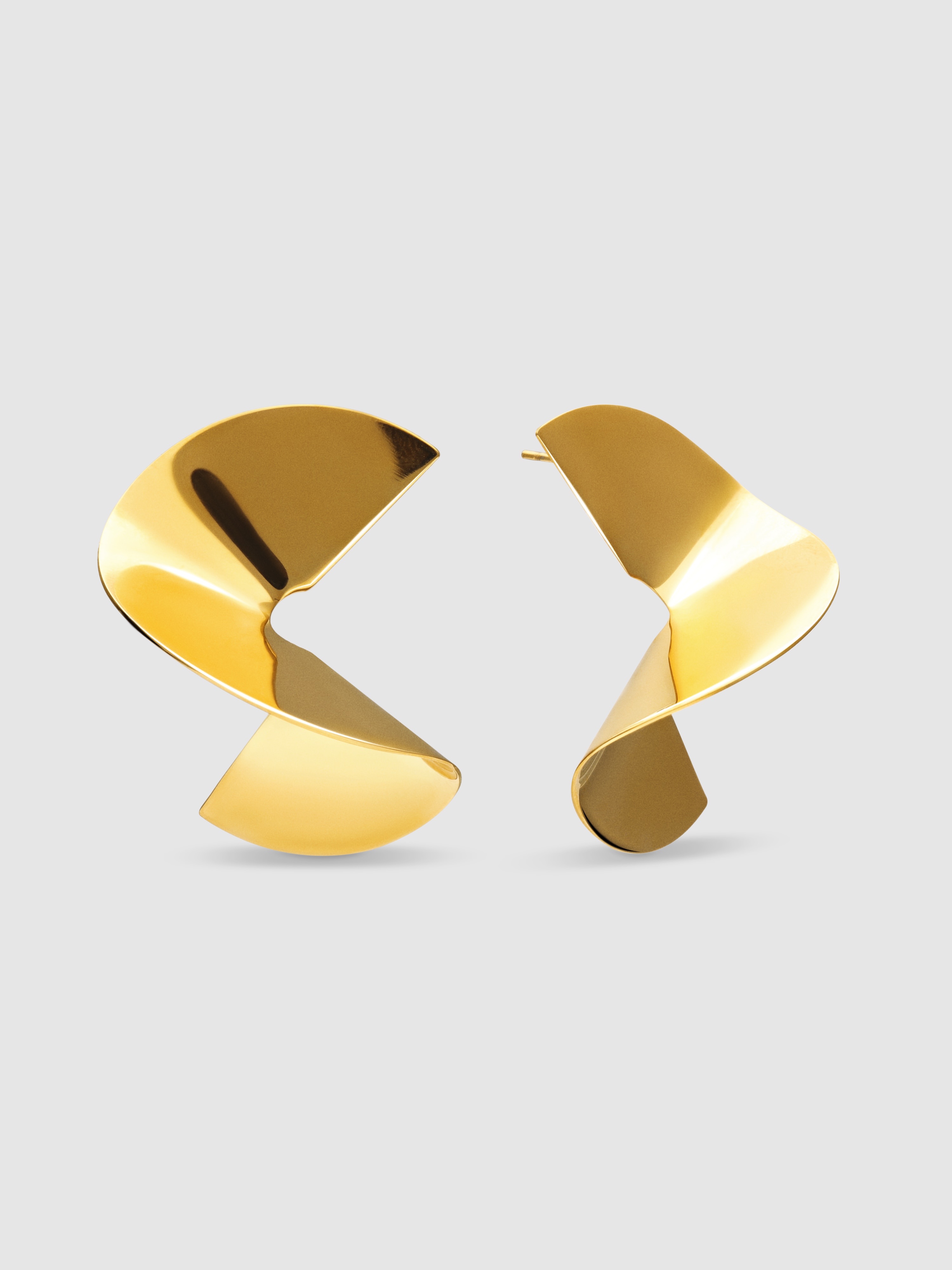 Brincos Big Swirl de Aço Banhado a Ouro Dourado-1