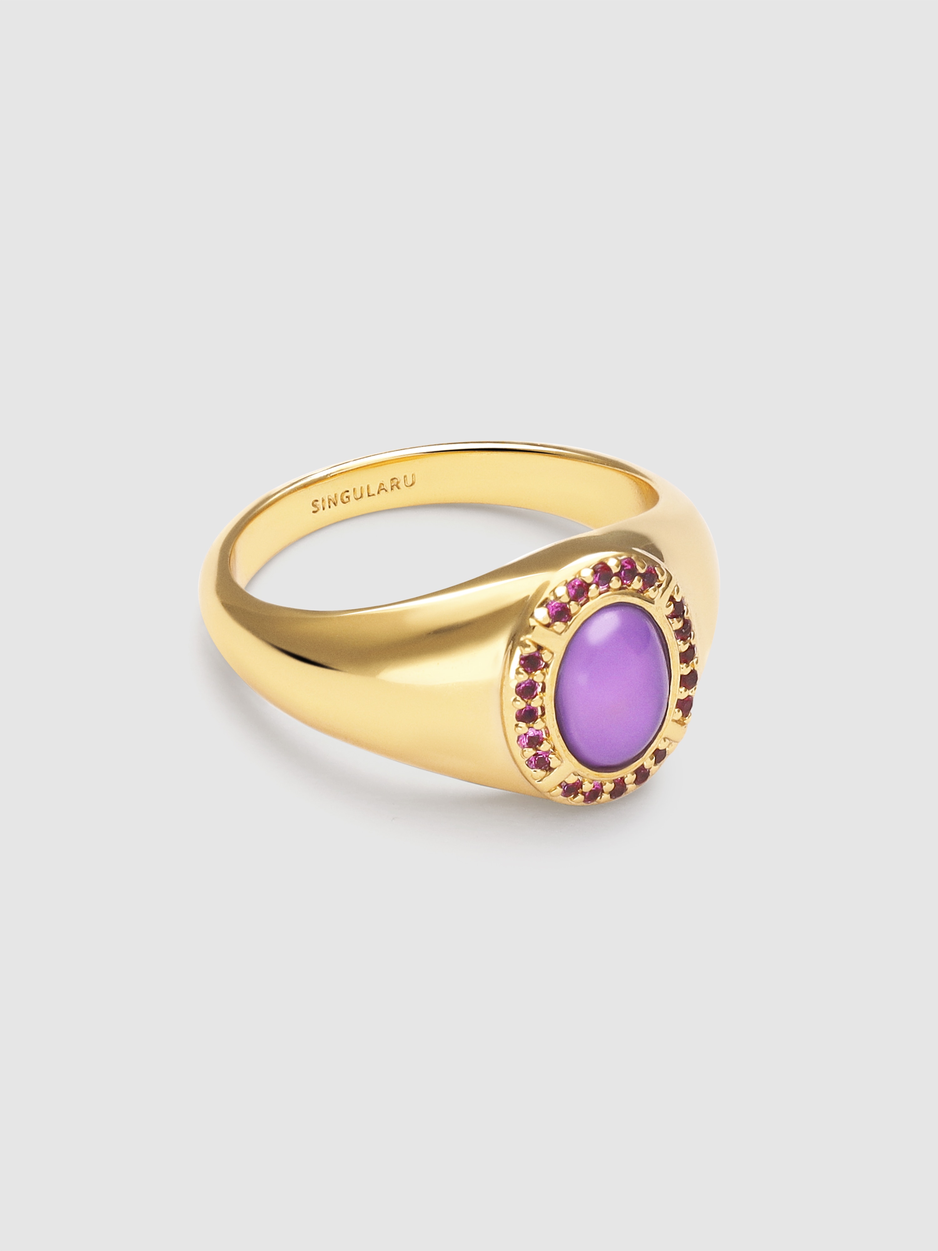 Anel Amanda Violeta de Liga de Metais Banhado a Ouro Roxo-1