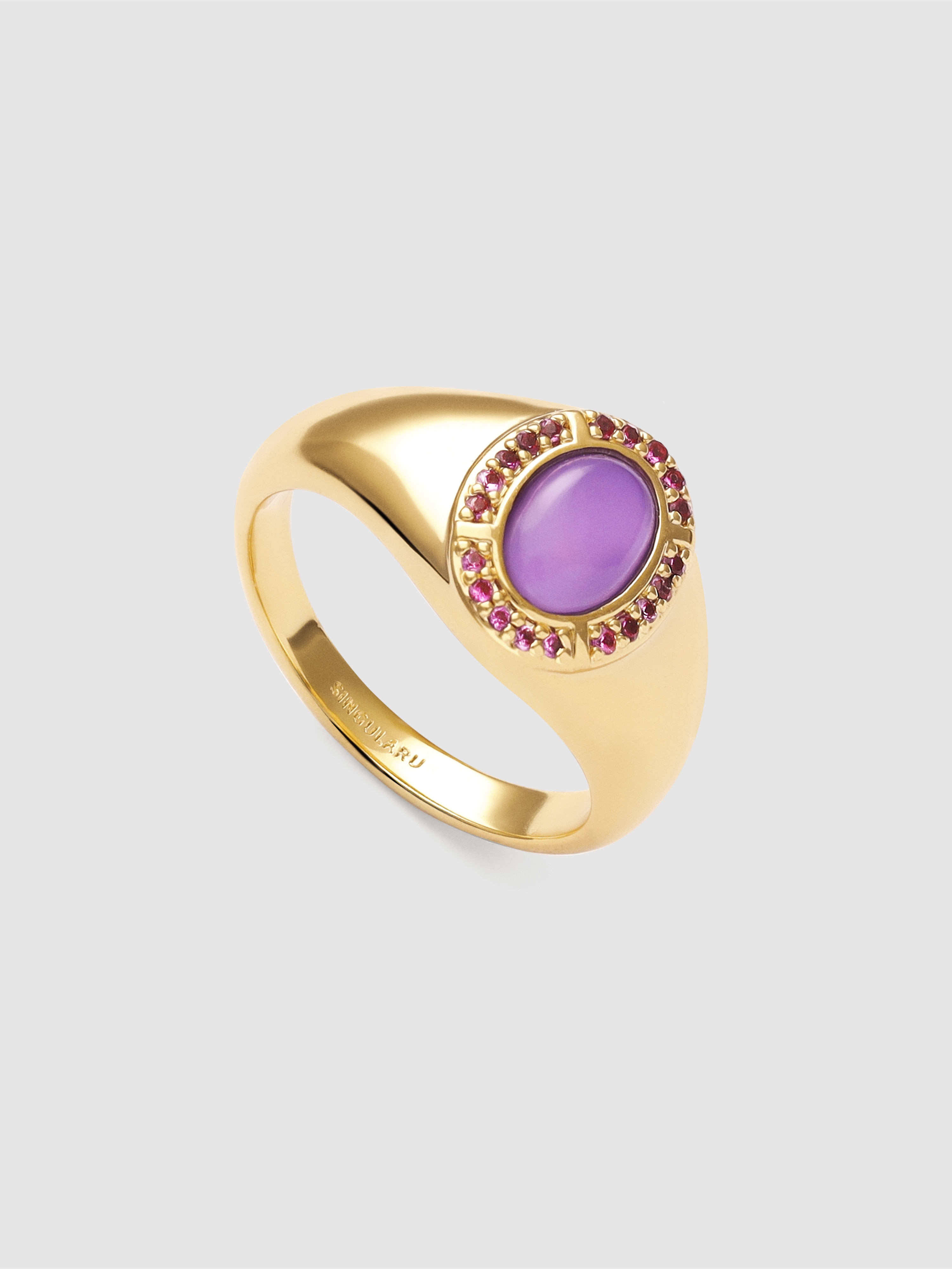 Anel Amanda Violeta de Liga de Metais Banhado a Ouro Roxo-3