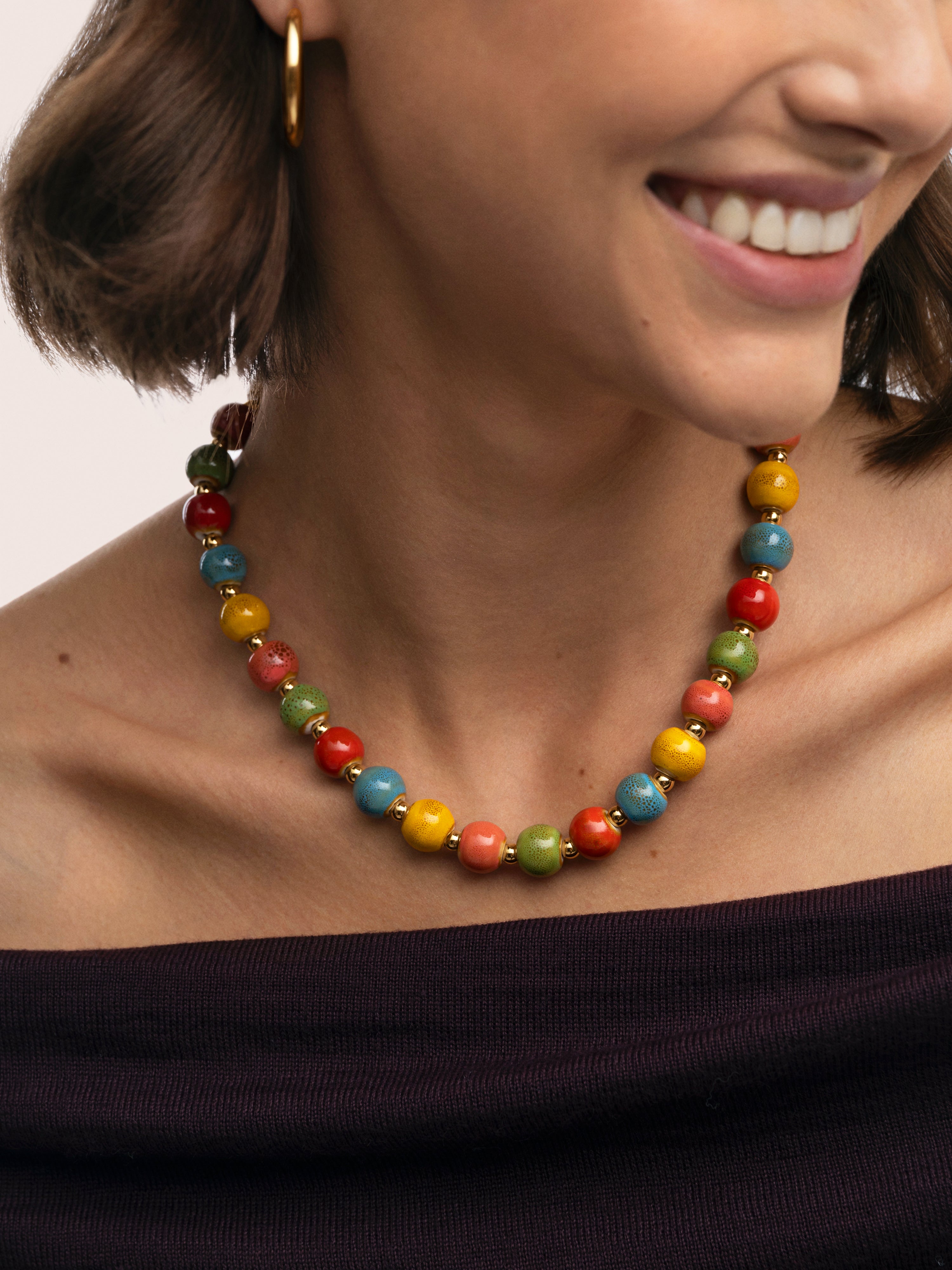 Colar Canela de Aço Banhado a Ouro Multicolor-3