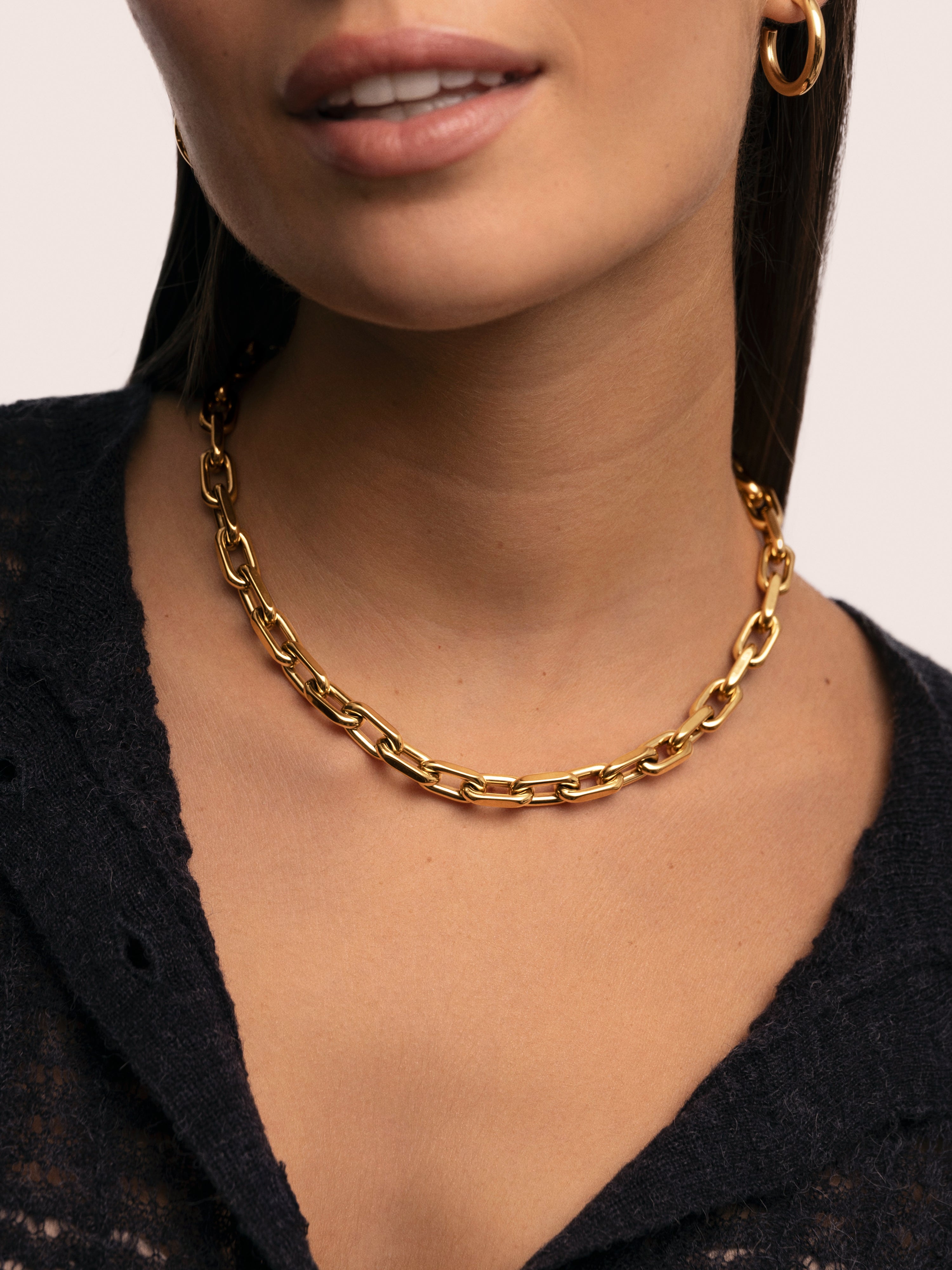 Colar Big Link de Aço Banhado a Ouro Dourado-3