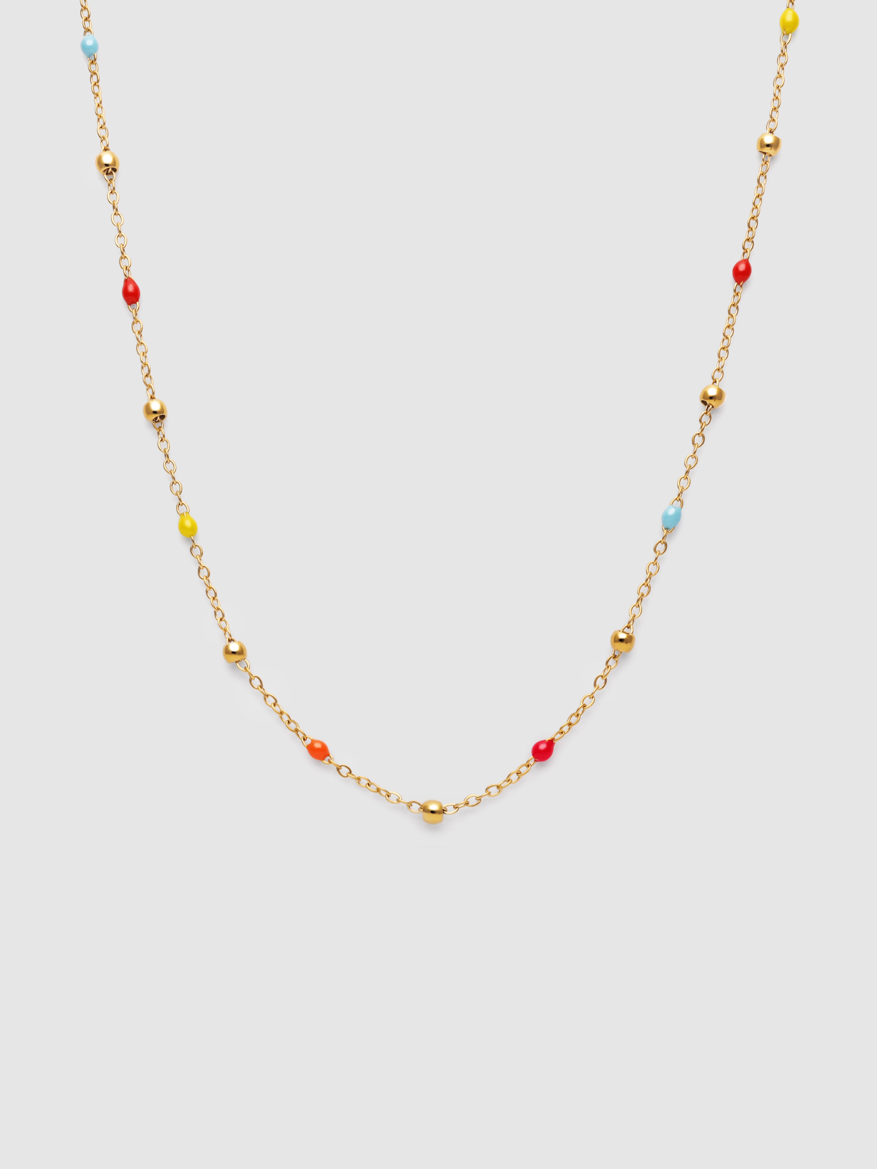Colar Long Dots L Colors Enamel de Aço Banhado a Ouro Multicolor-1