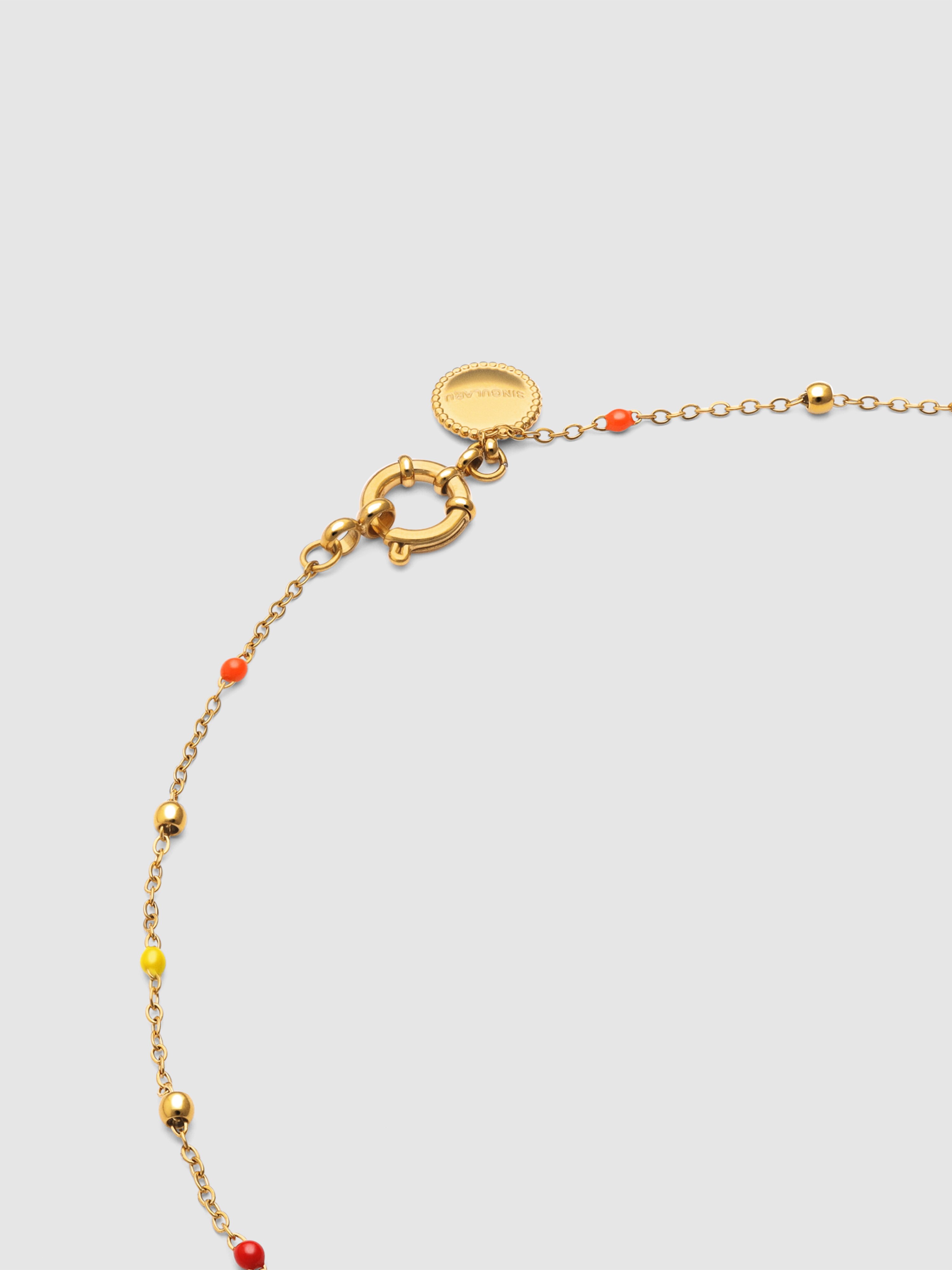 Colar Long Dots L Colors Enamel de Aço Banhado a Ouro Multicolor-3