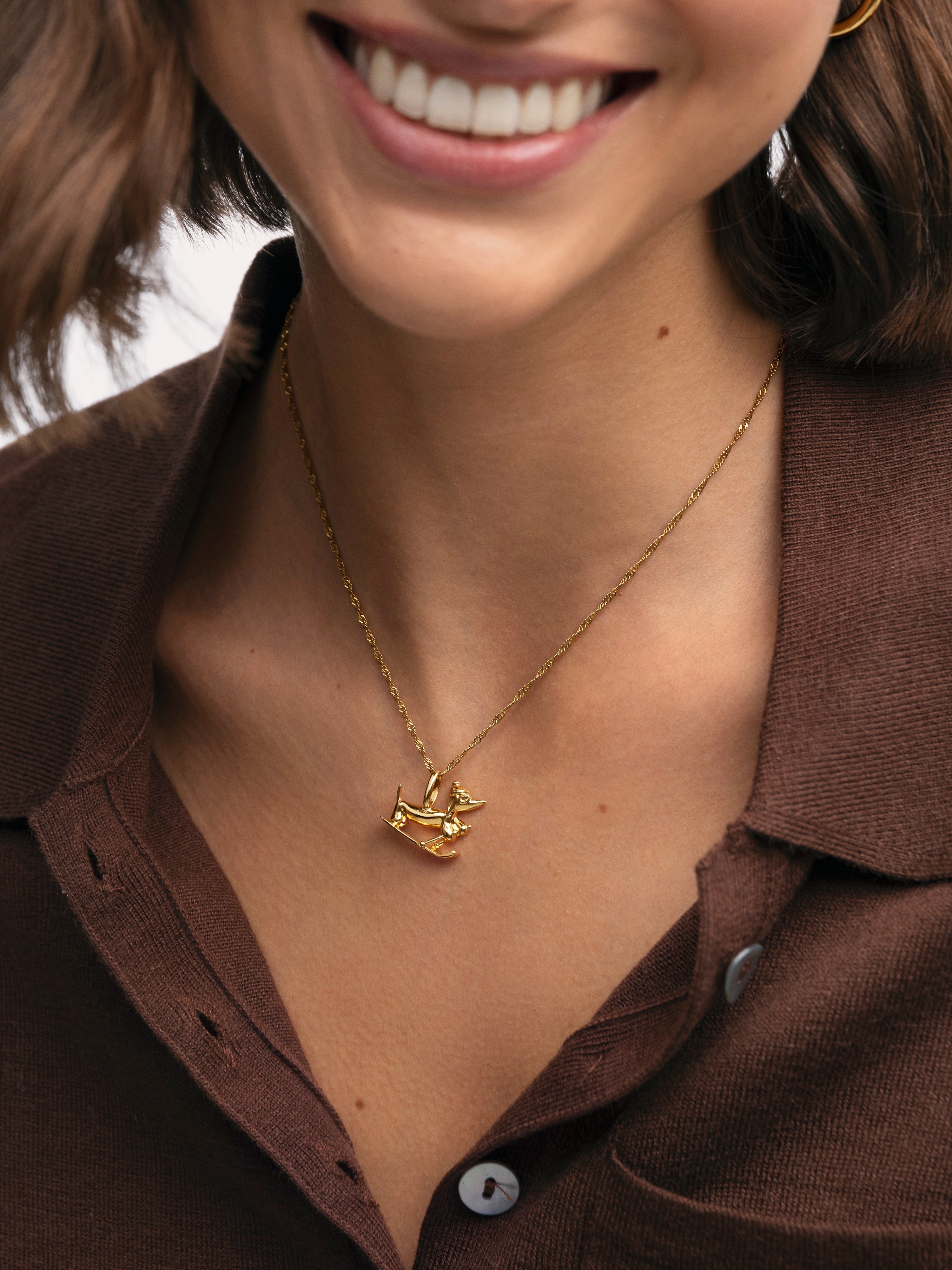 Charm Winter Teckel de Liga de Metais Banhado em Ouro Ouro-3