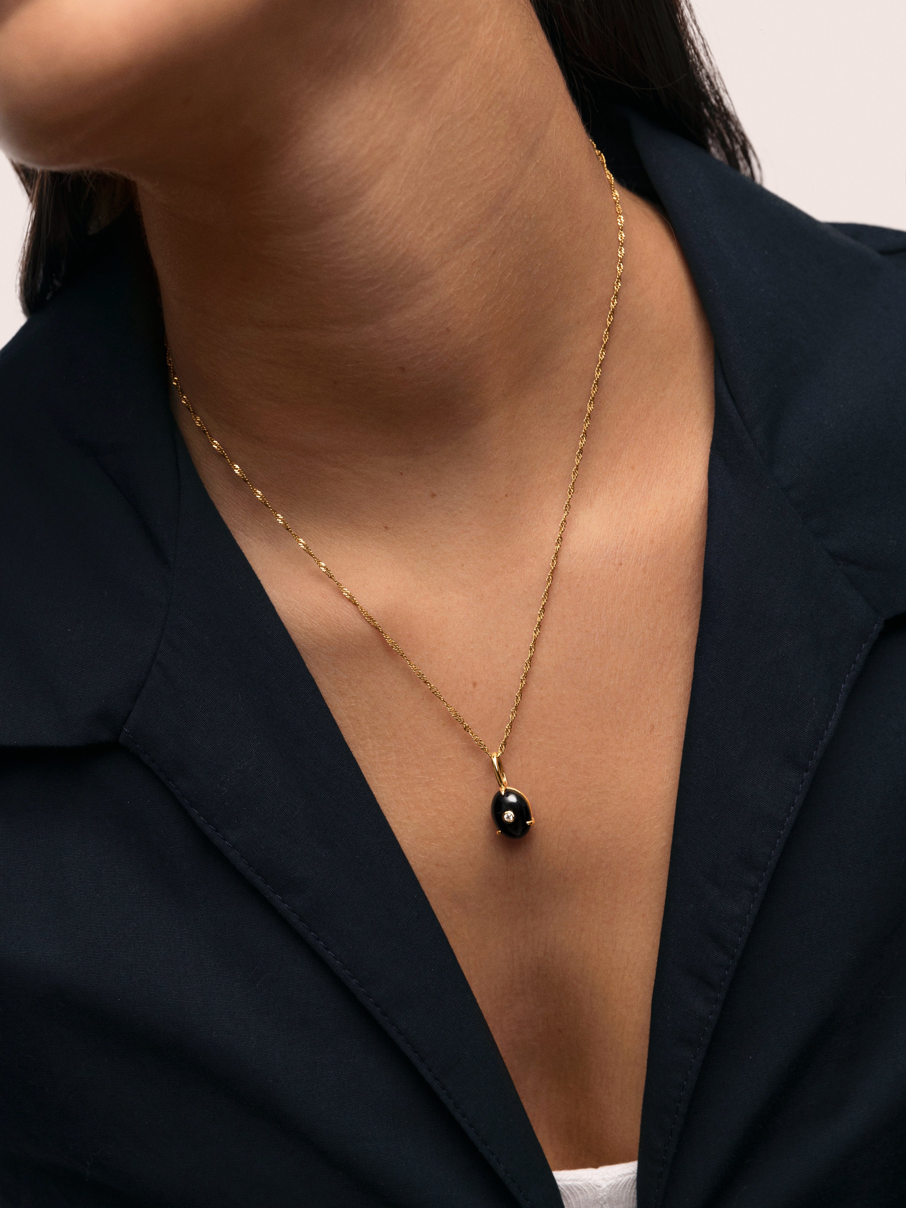 Charm My Maxi Onyx Spark de Liga de Metais Banhado a Ouro Preto-2