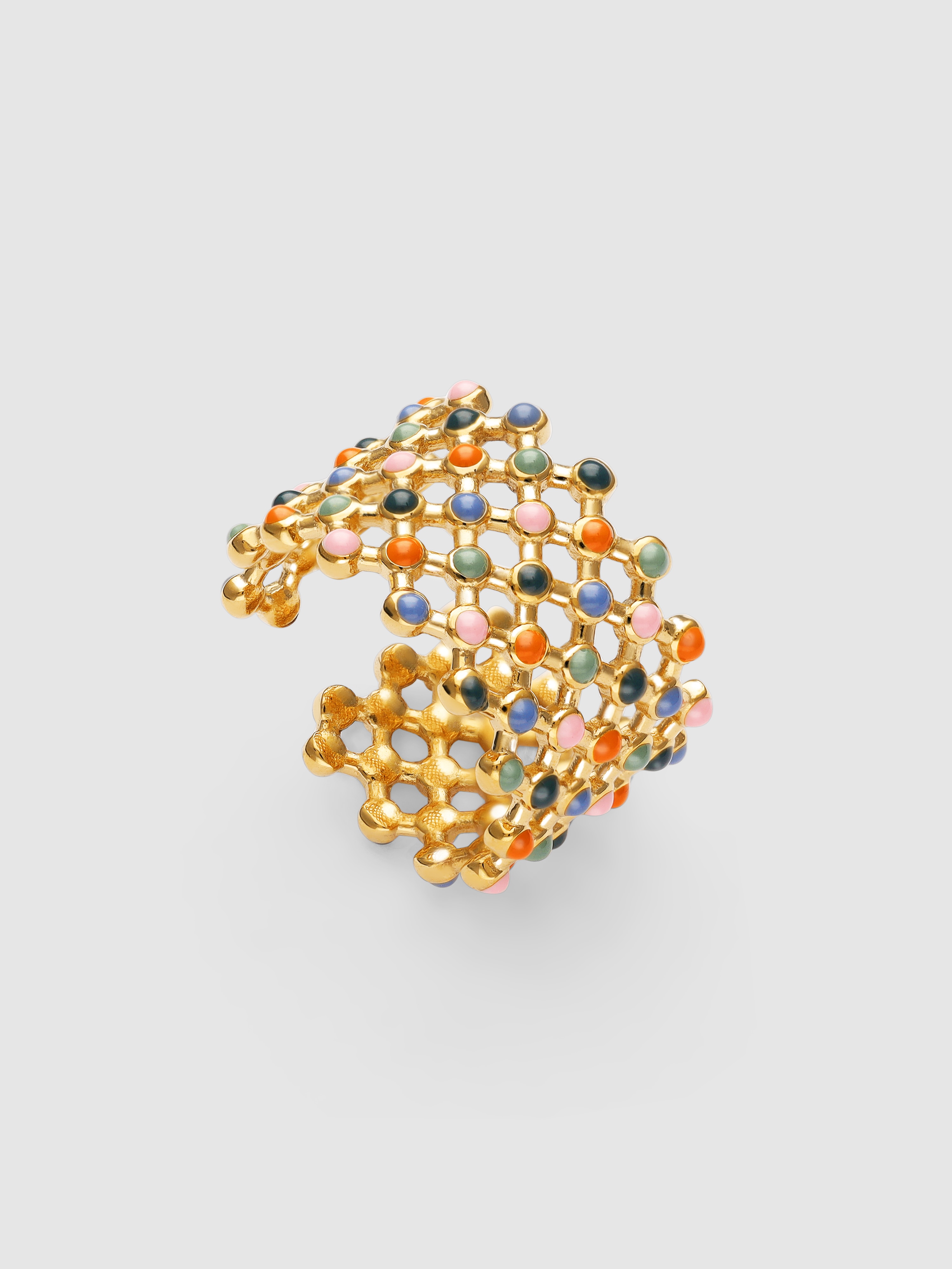 Anel Ajustável Mini Bomb Enamel de Aço Banhado a Ouro Multicolor-3