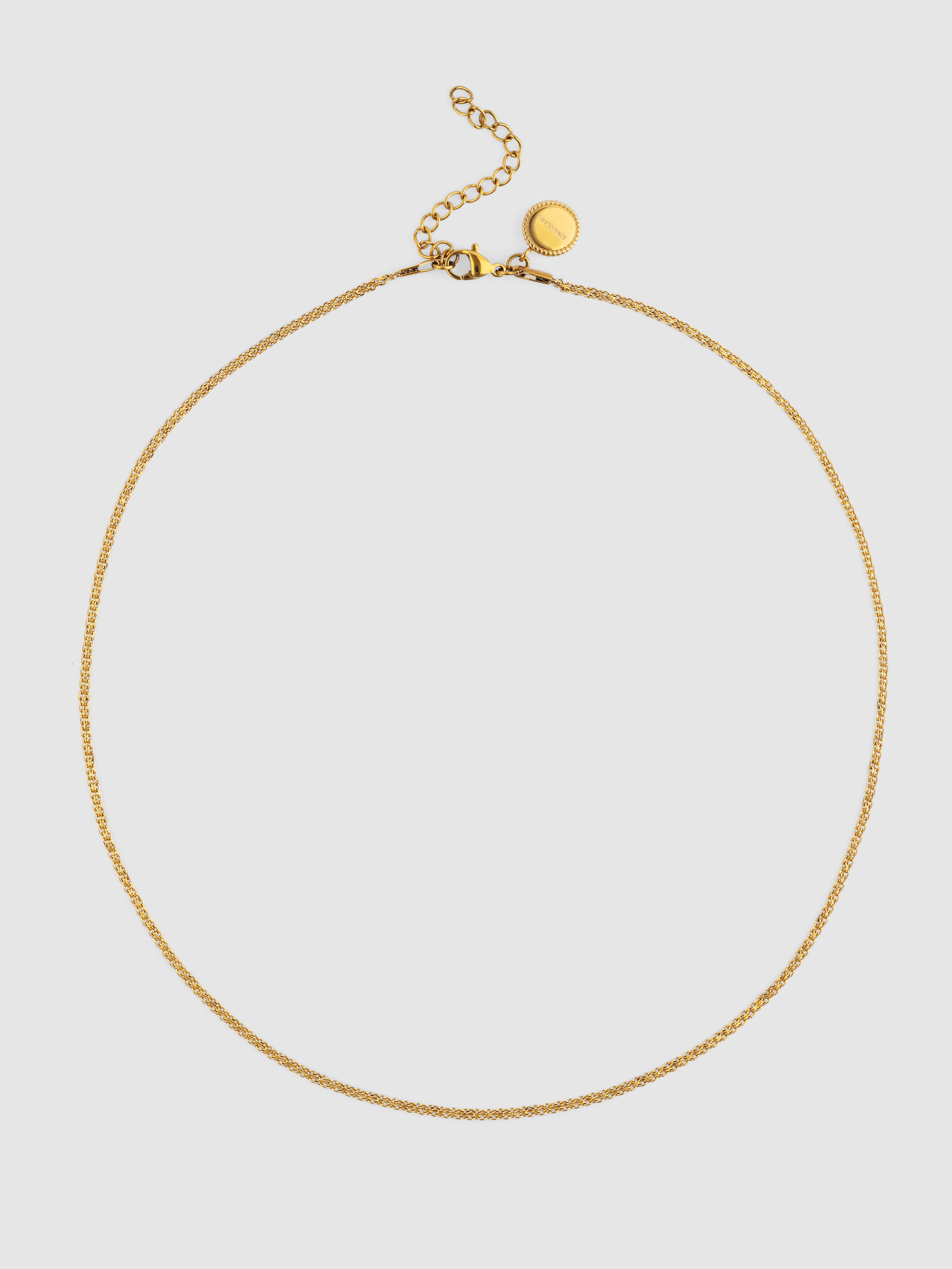 Colar Fine Tape de Aço Banhado a Ouro Dourado-4