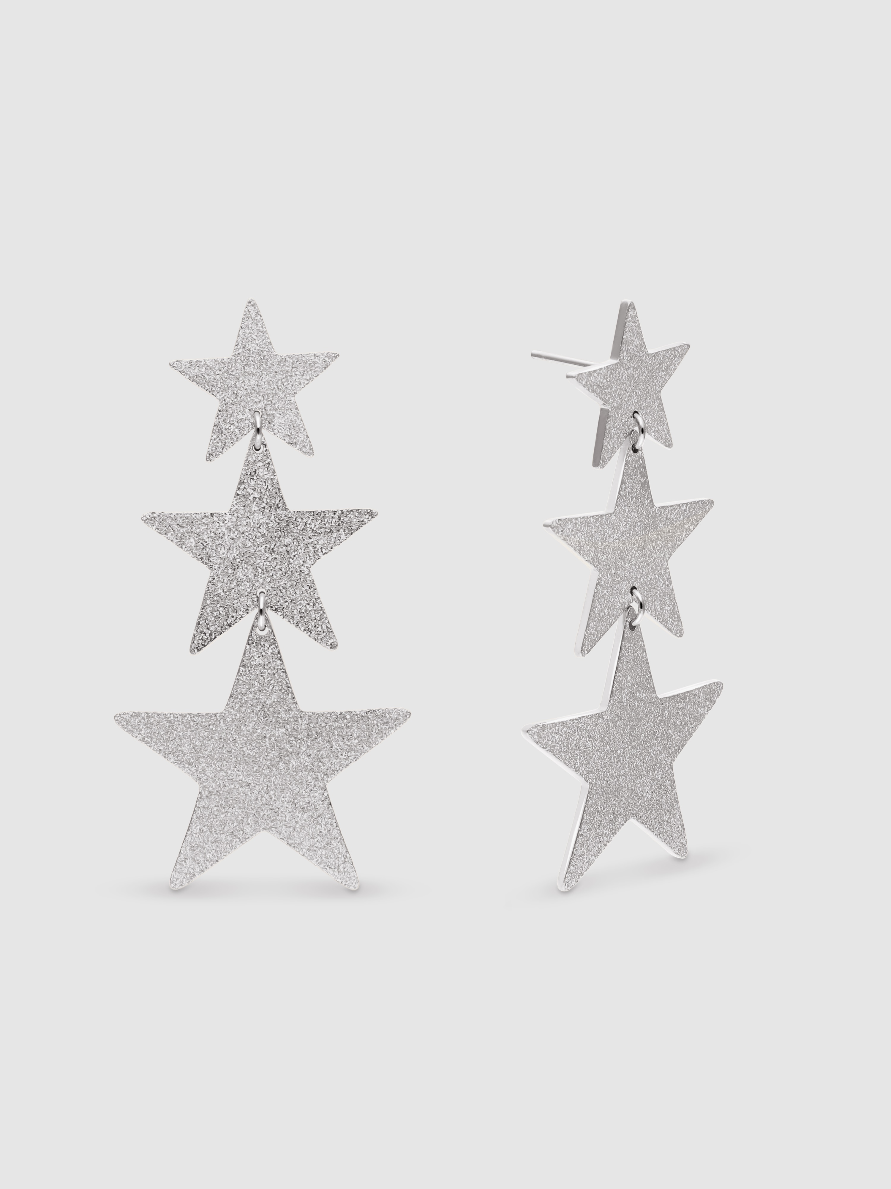 Brincos Shinning Stars de Aço Prateado-1