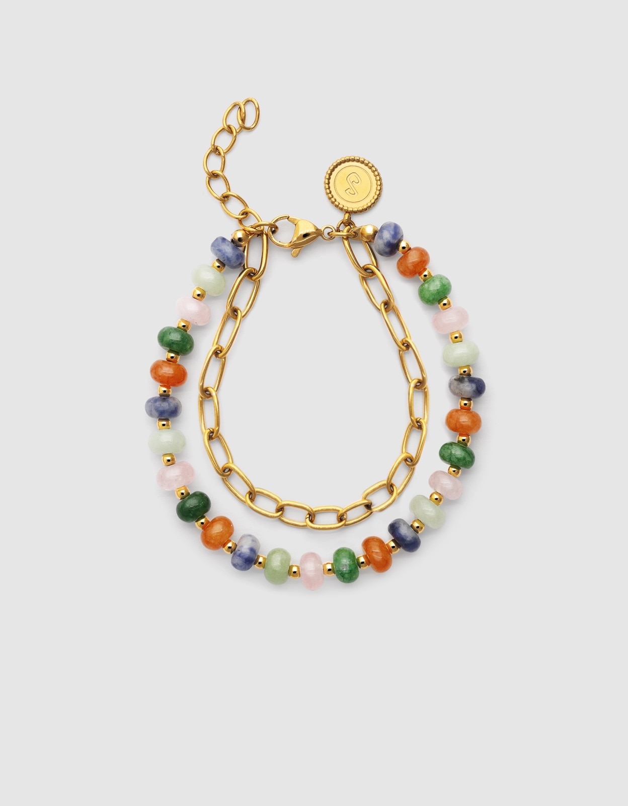Pulseira de Elos Alpine Stones de Aço Banhado a Ouro Multicolor-1