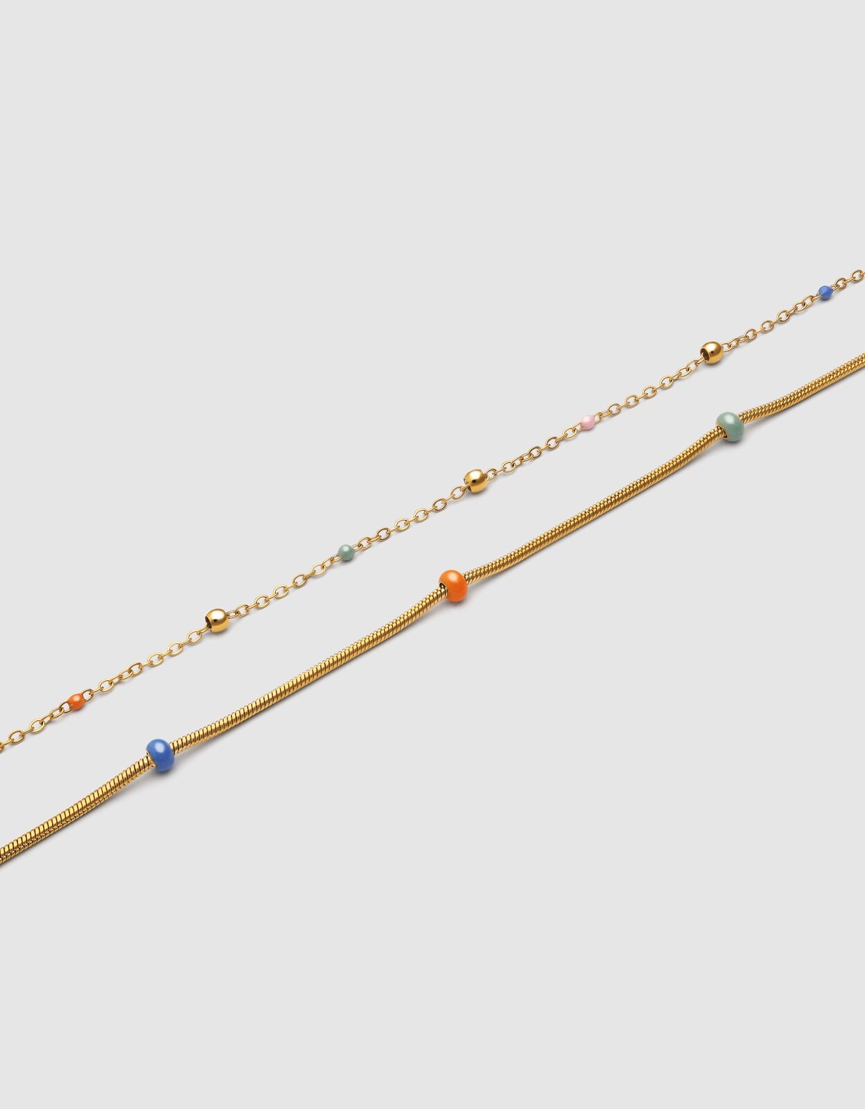 Colar Duplo Carla Enamel de Aço Banhado a Ouro Multicolor-3