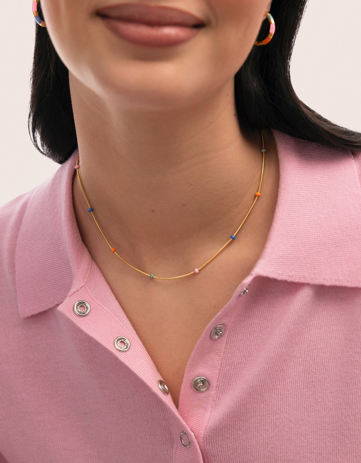 Colar Carla Enamel de Aço Banhado em Ouro Multicolor-2
