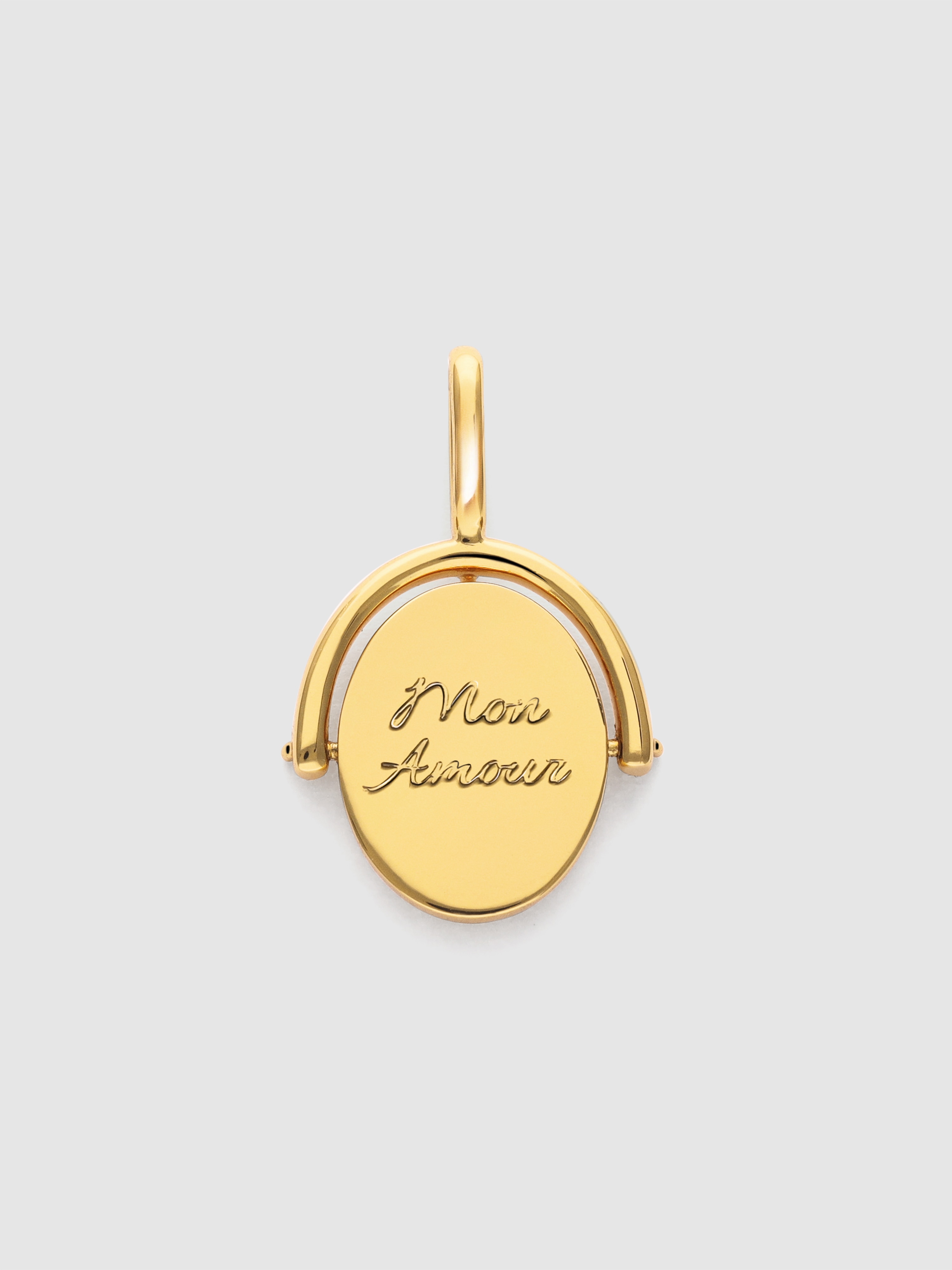 Pendente Mon Amour de Liga de Metais Banhado a Ouro Dourado-4