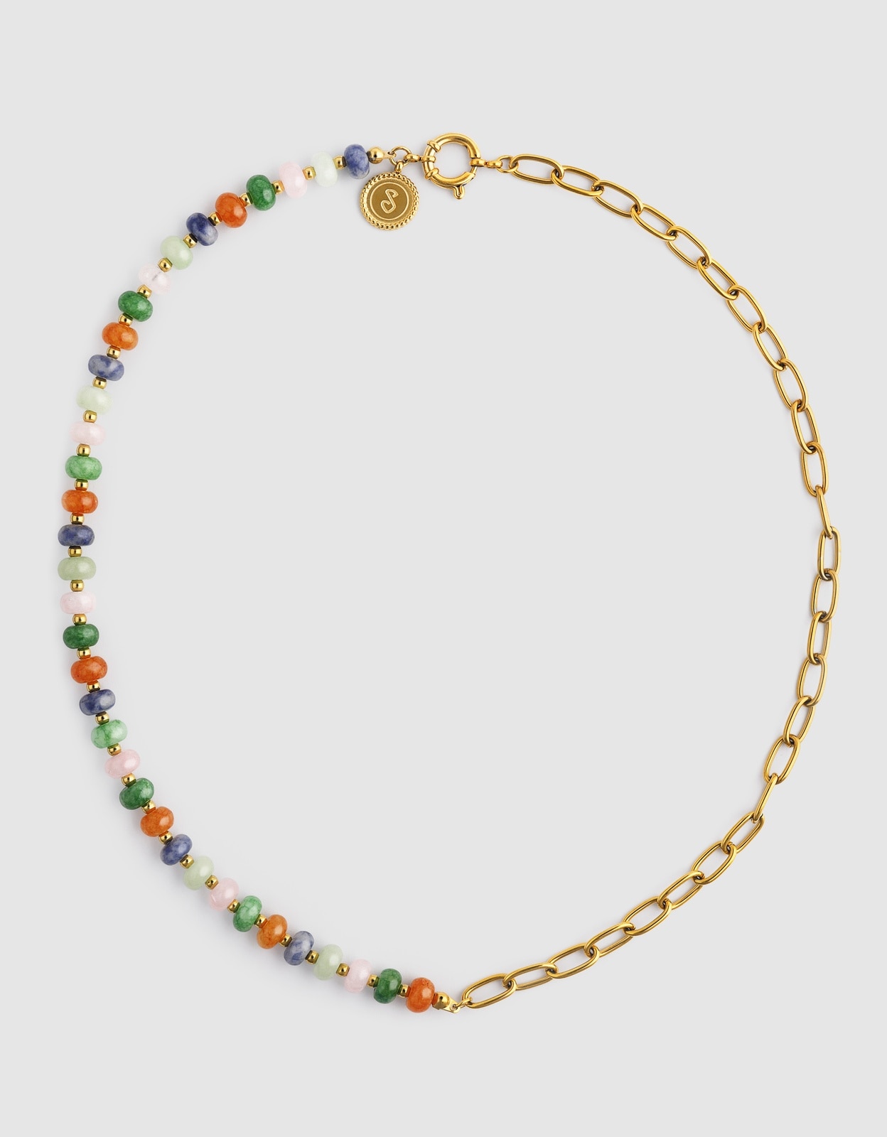 Colar Alpine Chic Stones de Aço Banhado a Ouro Multicolor-4
