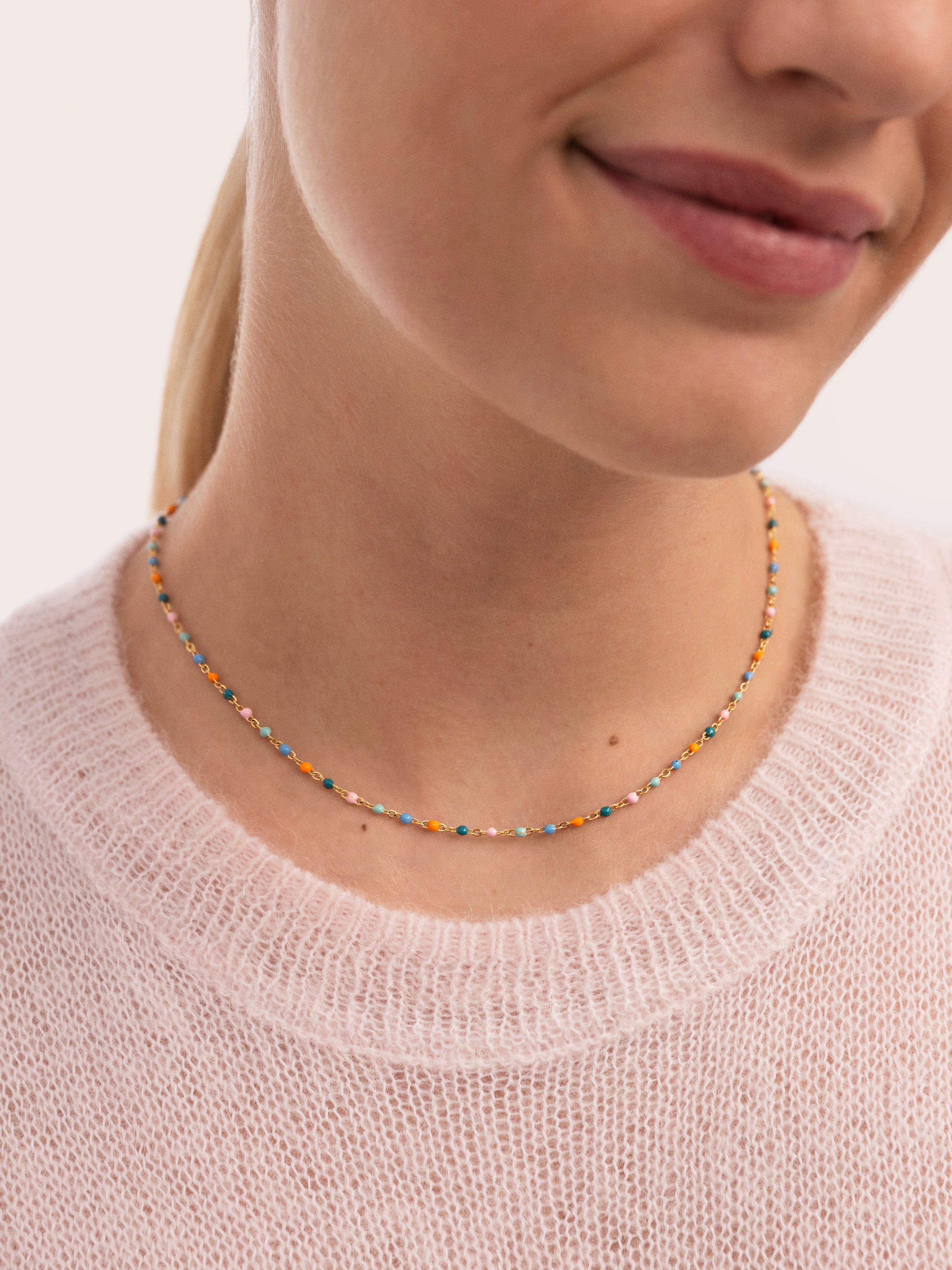 Colar Dots Alpine Enamel de Aço Banhado a Ouro Multicolor-3