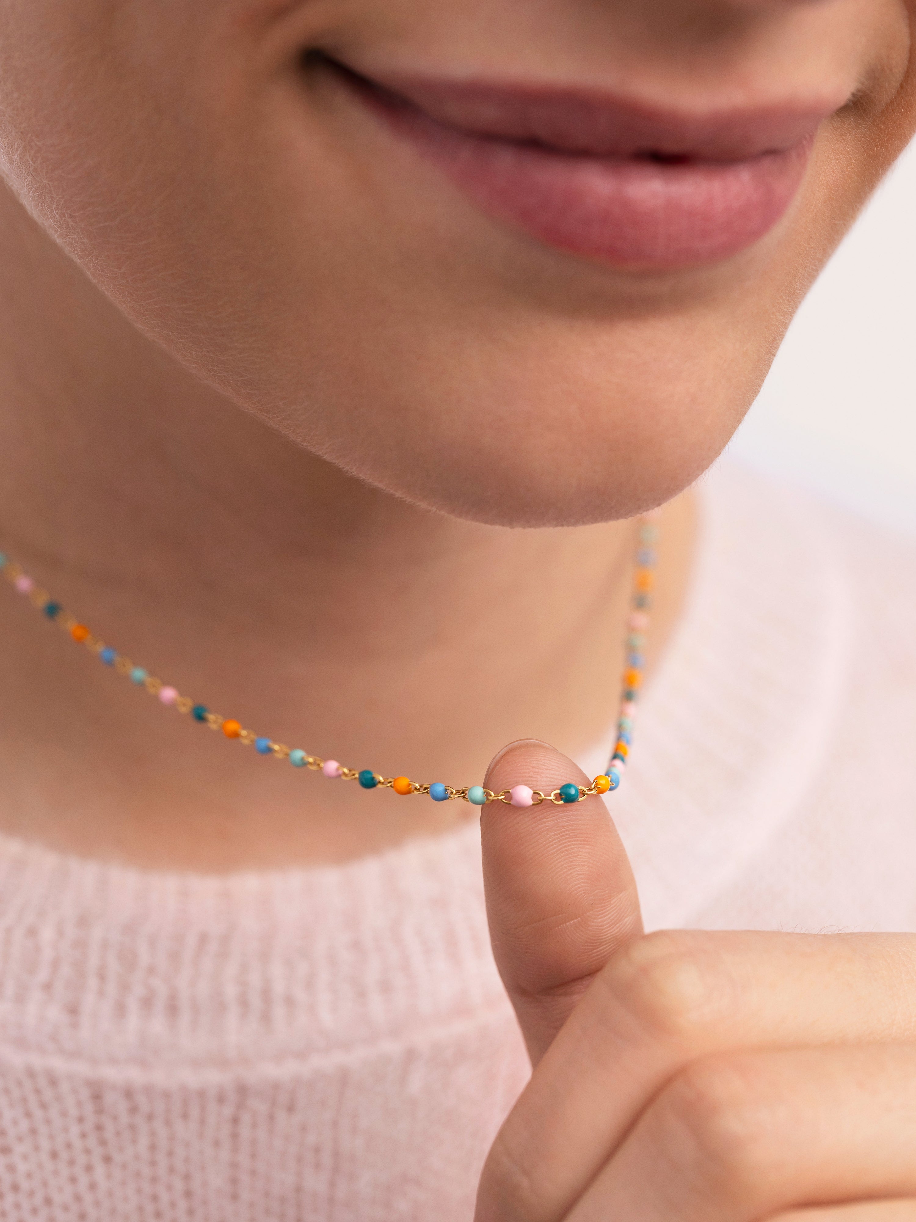 Colar Dots Alpine Enamel de Aço Banhado a Ouro Multicolor-6