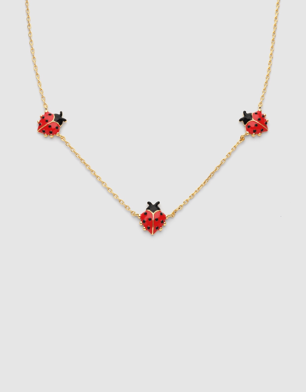Colar Joaninha de Liga de Metais Banhado a Ouro Vermelho-1