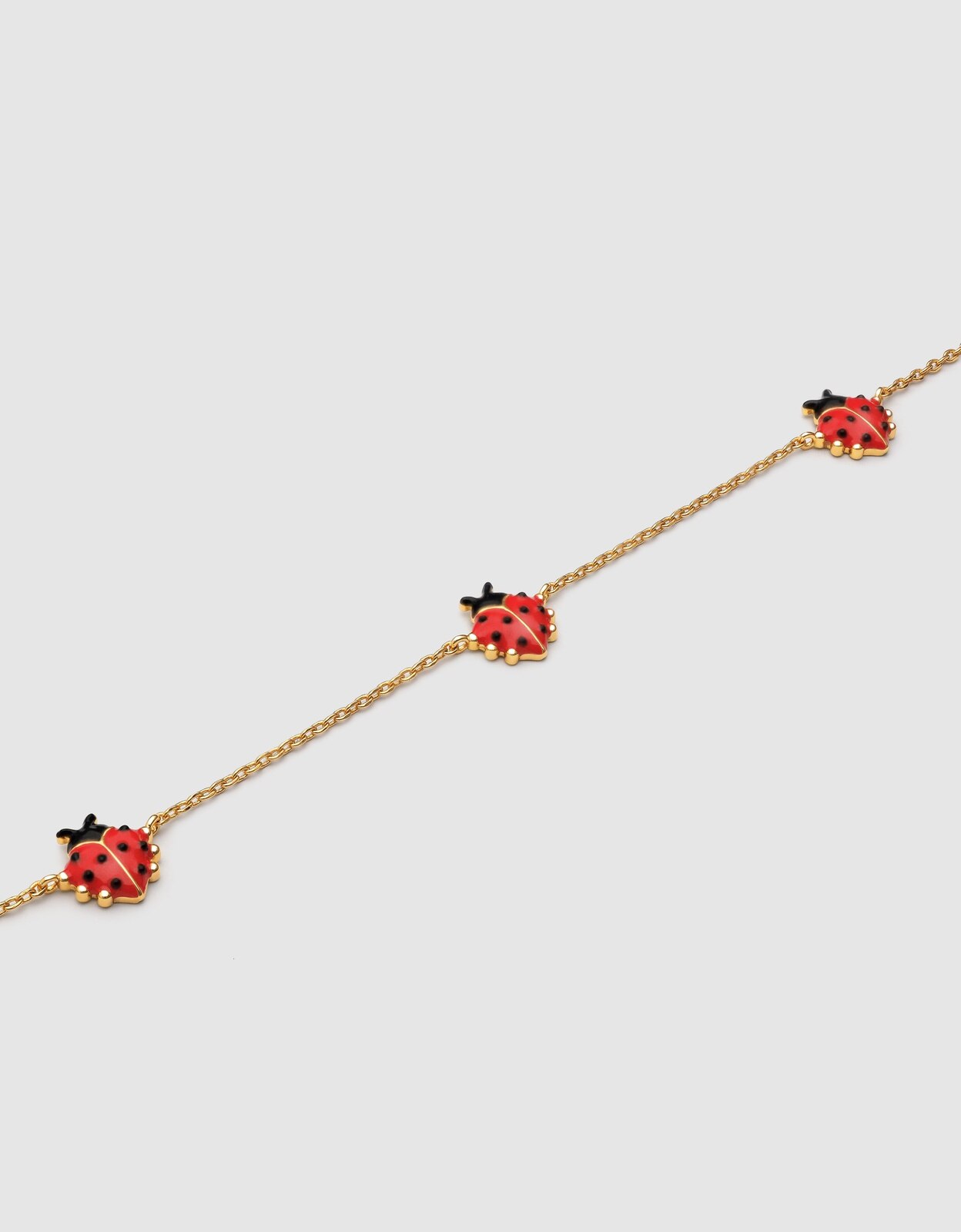 Colar Joaninha de Liga de Metais Banhado a Ouro Vermelho-3