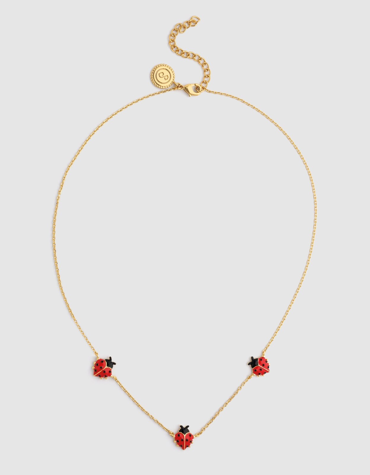 Colar Joaninha de Liga de Metais Banhado a Ouro Vermelho-4