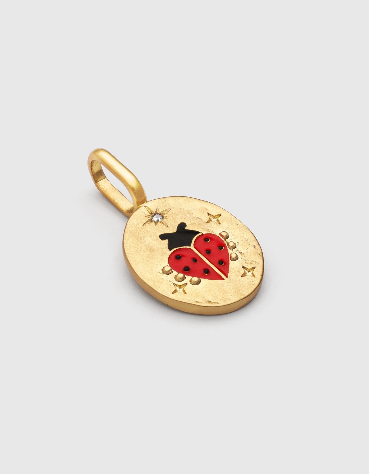 Charm Joaninha de Liga de Metais Banhado a Ouro Vermelho-3