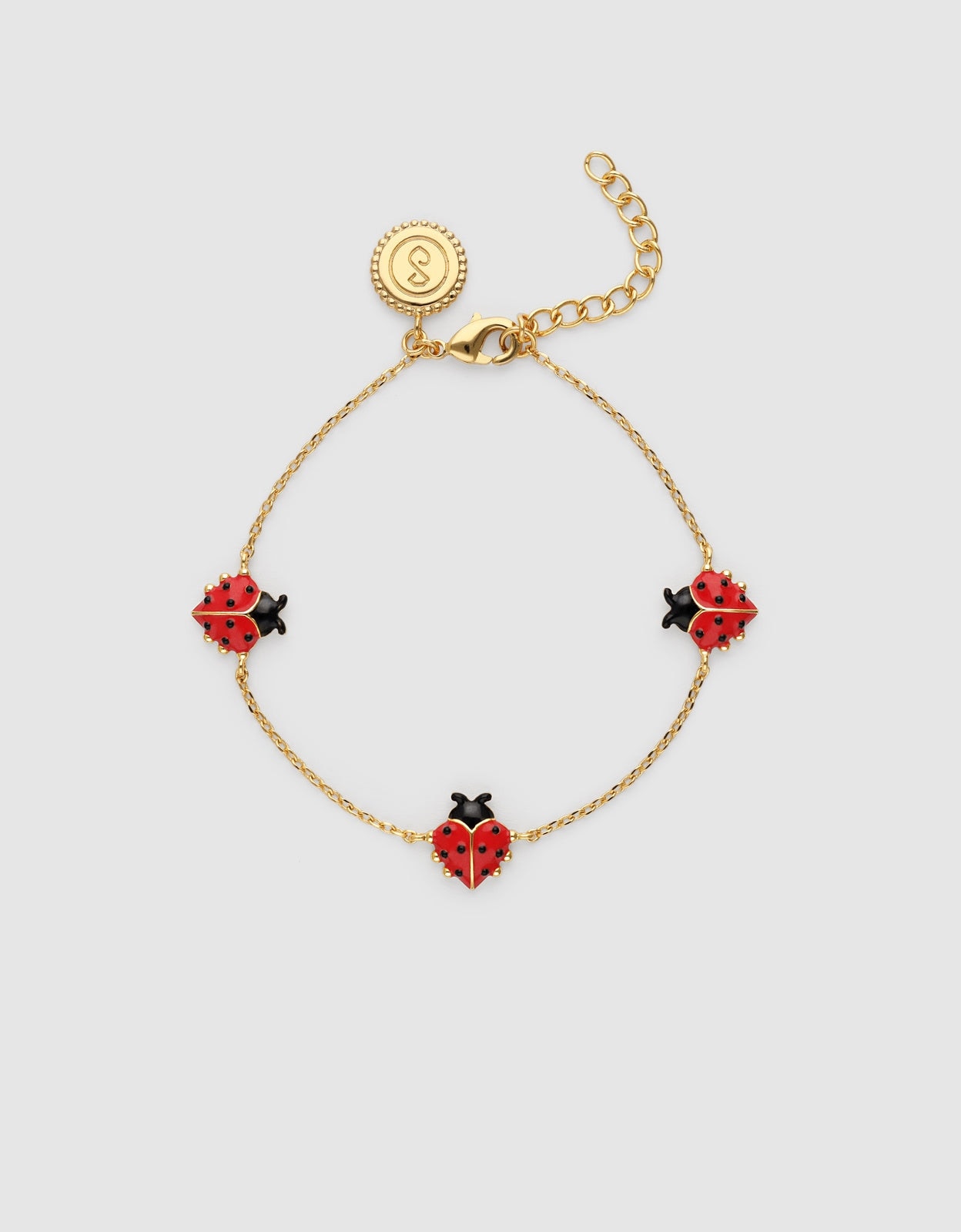Pulseira de Corrente Joaninha de Liga de Metais Banhado em Ouro Vermelho-1