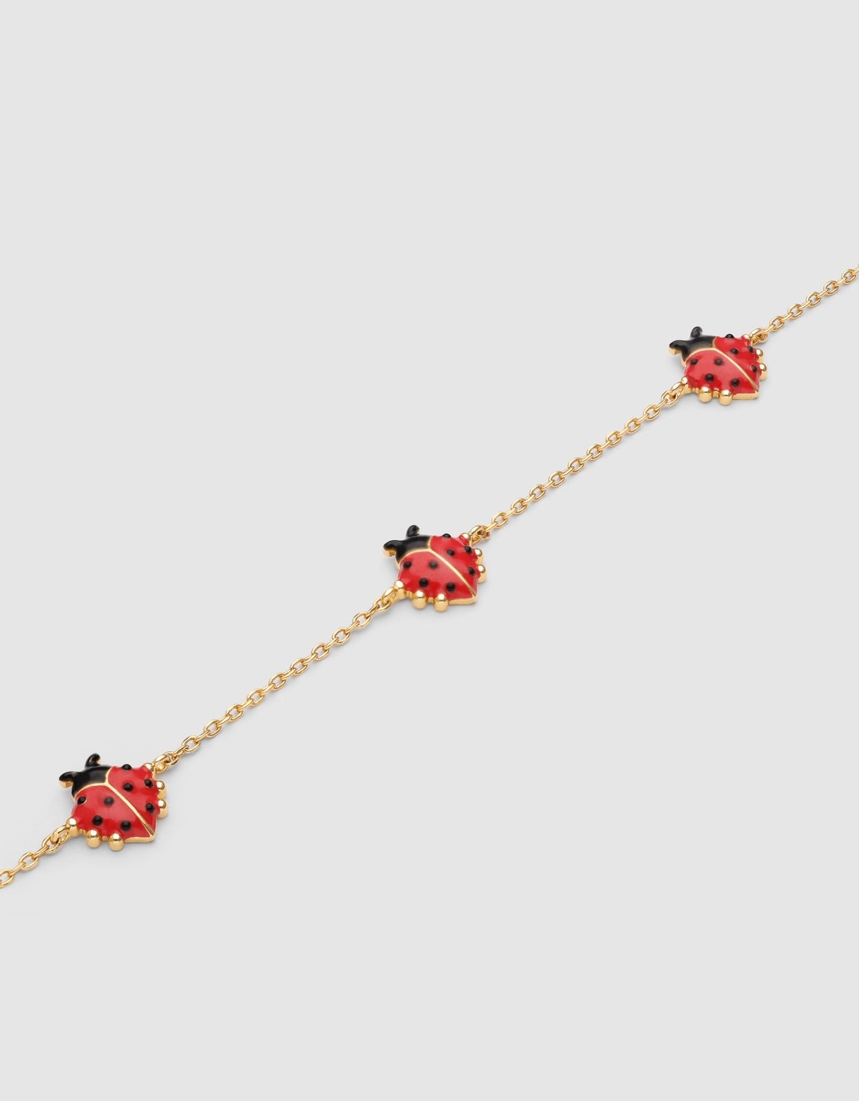 Pulseira de Corrente Joaninha de Liga de Metais Banhado em Ouro Vermelho-3