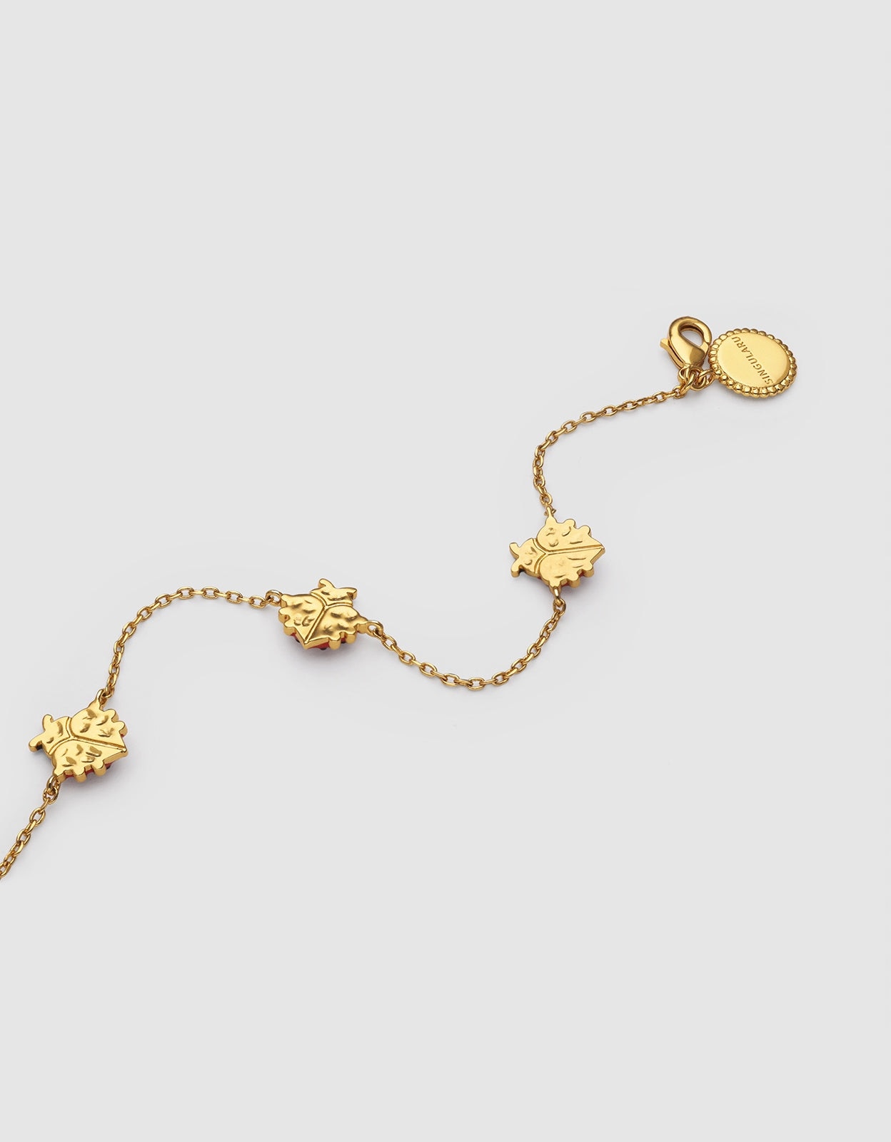 Pulseira de Corrente Joaninha de Liga de Metais Banhado em Ouro Vermelho-4