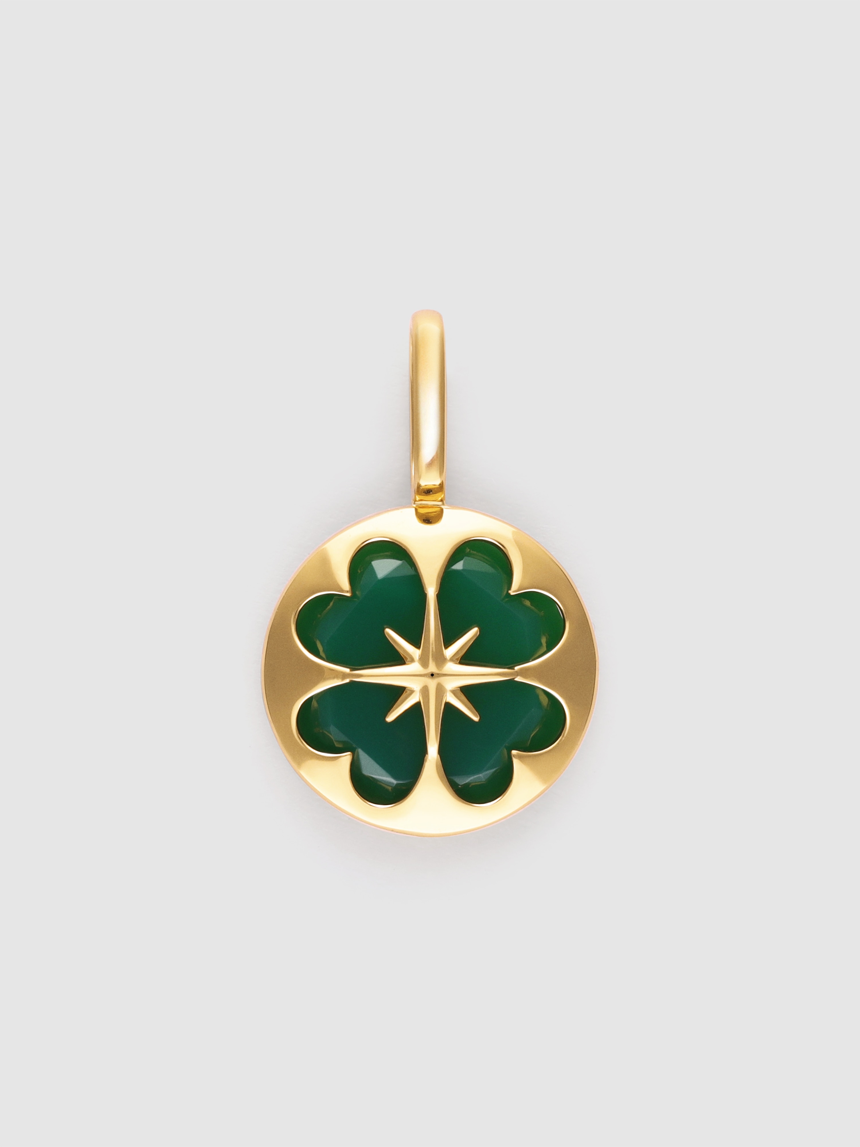 Imagem 0 de Charm Trevo Ágata Stone de Liga de Metais Banhado em Ouro