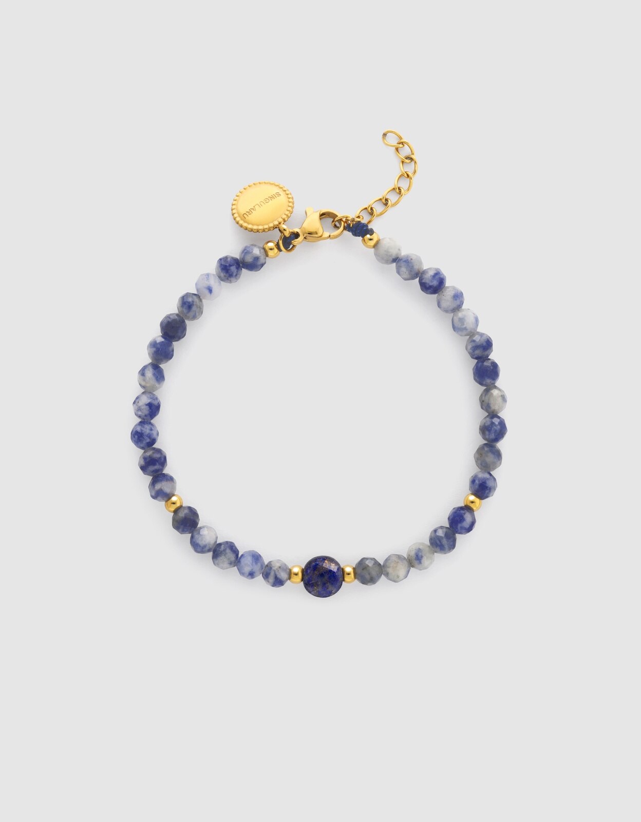 Imagem 0 de Pulseira de Corrente Amulet Cianita de Aço Banhado a Ouro