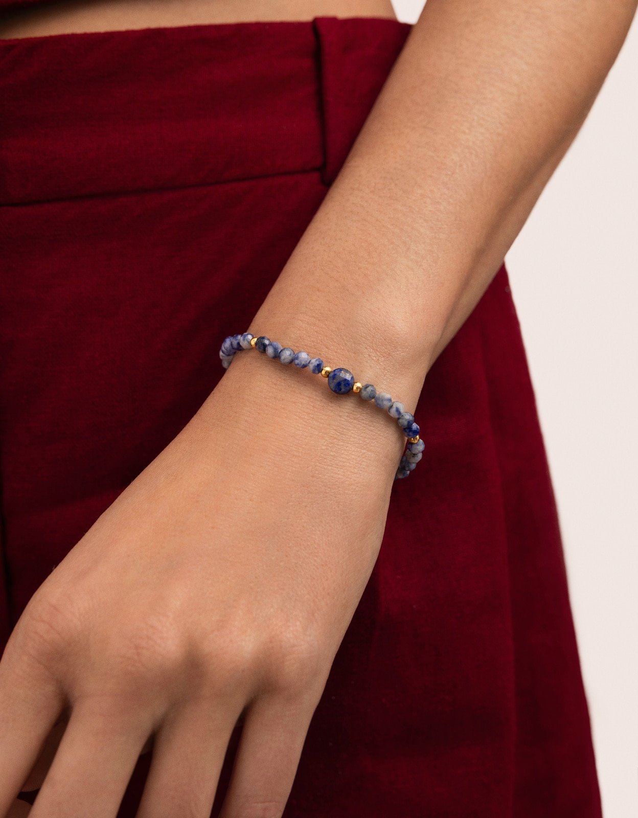 Pulseira de Corrente Amulet Cianita de Aço Banhado a Ouro Azul-2