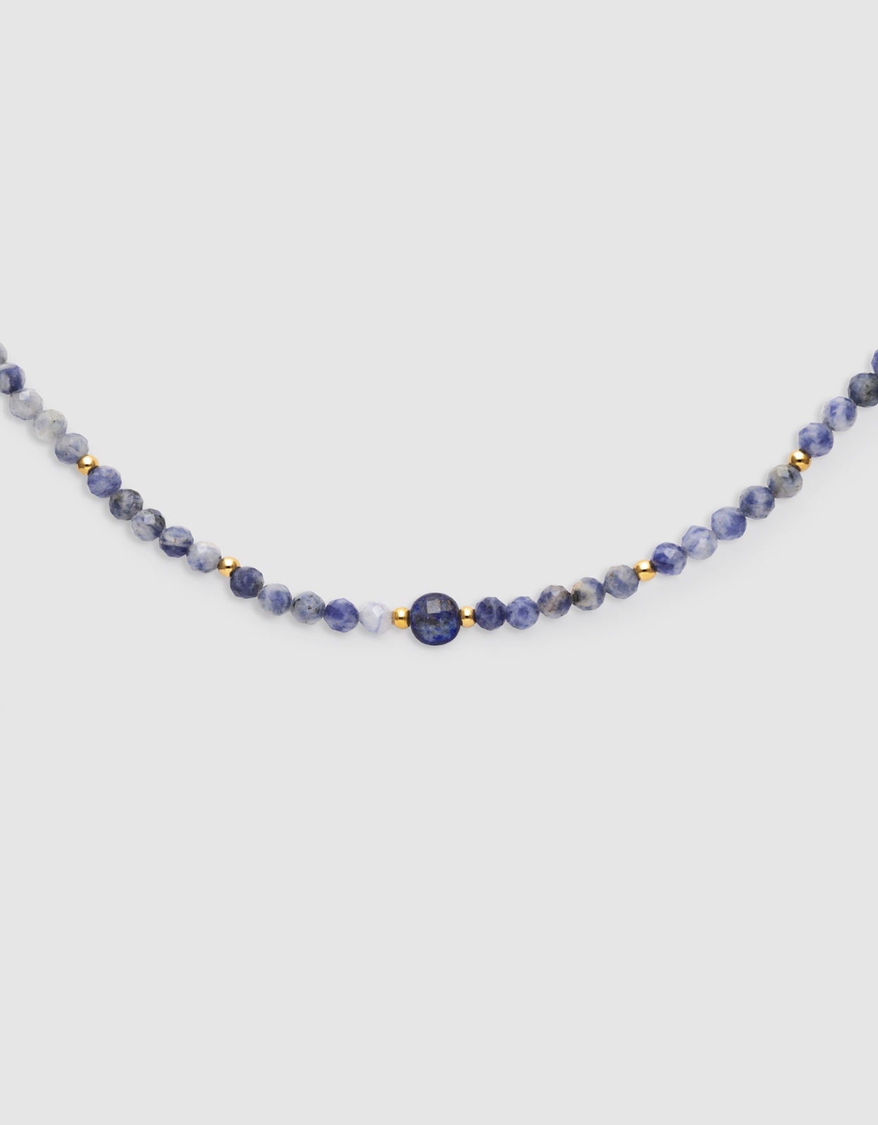 Colar Amulet Cianita de Aço Banhado a Ouro Azul-1