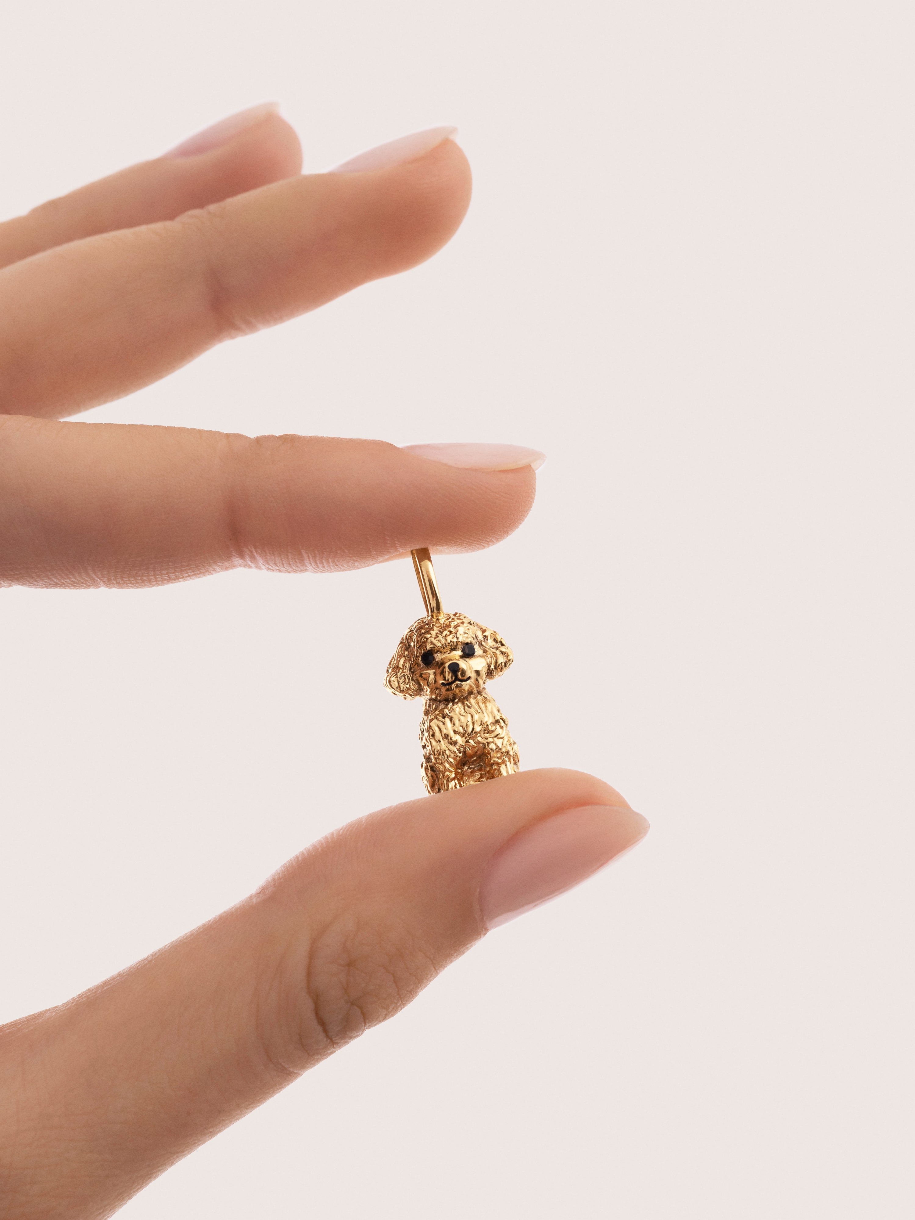 Charm Caniche Toy de Liga de Metais Banhado em Ouro Dourado-5