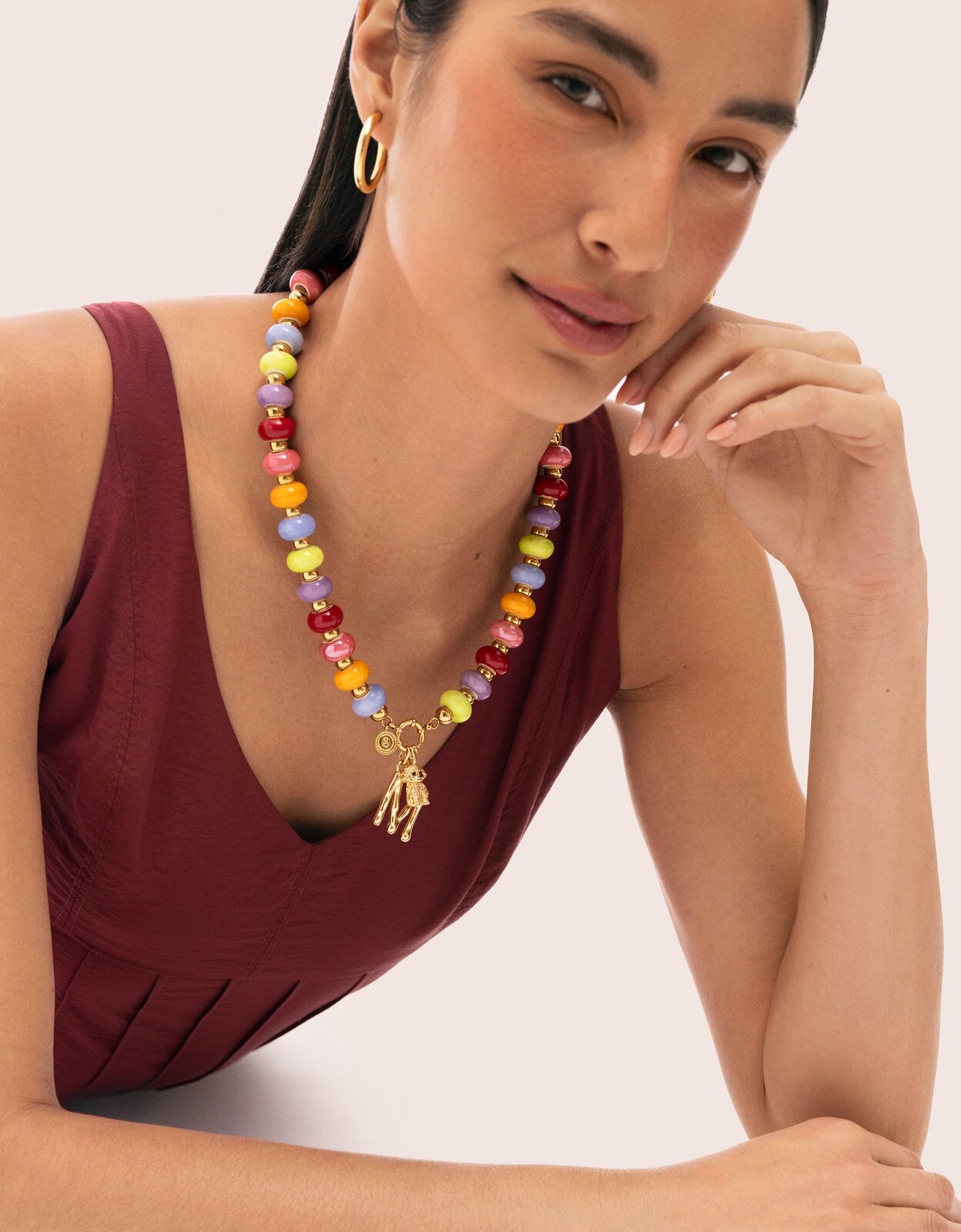 Colar Maxi Frida de Aço Banhado em Ouro Roxo-5