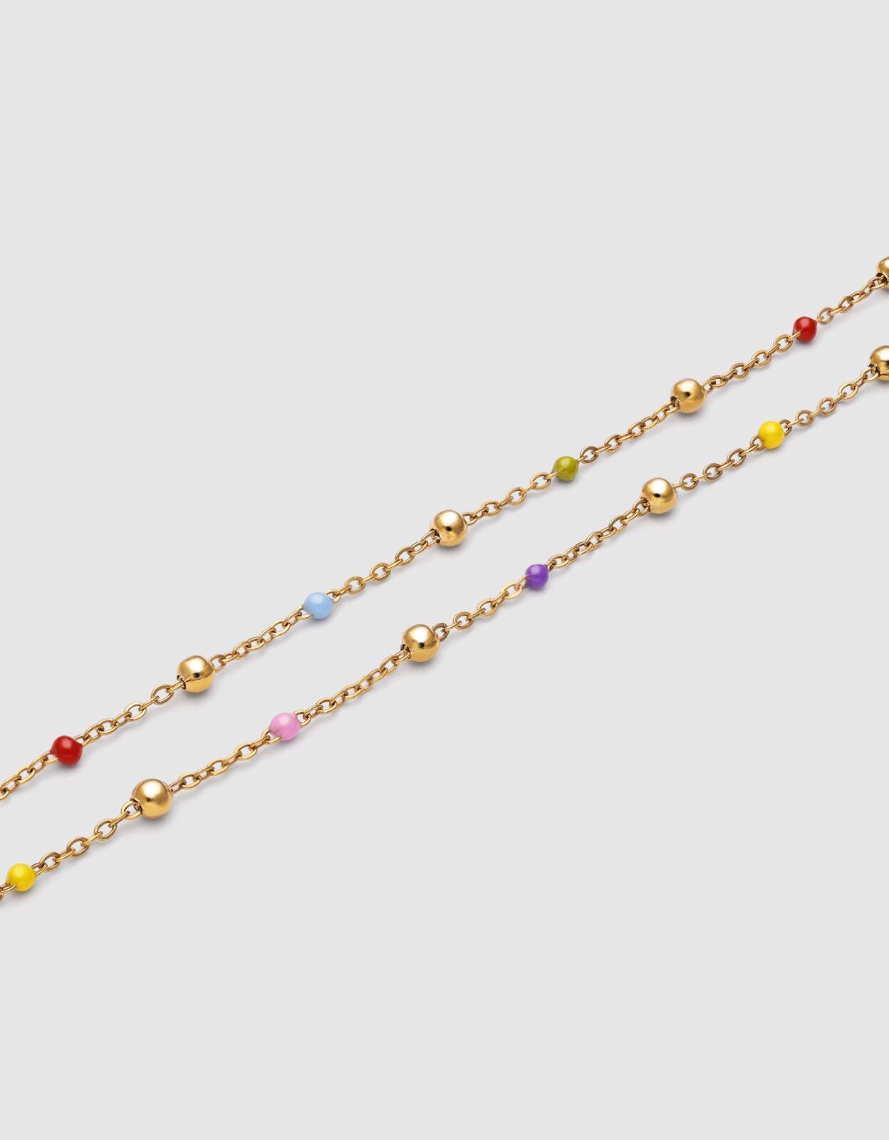 Pack 2 Pulseiras Amizade Coloridas de Aço Banhado em Ouro Rosa-3