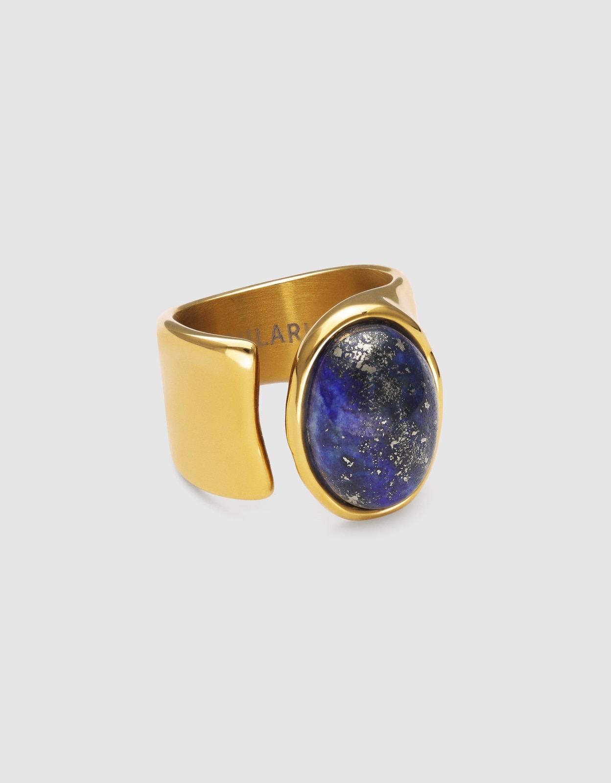 Anel Índigo Azul de Aço Banhado a Ouro Azul-1