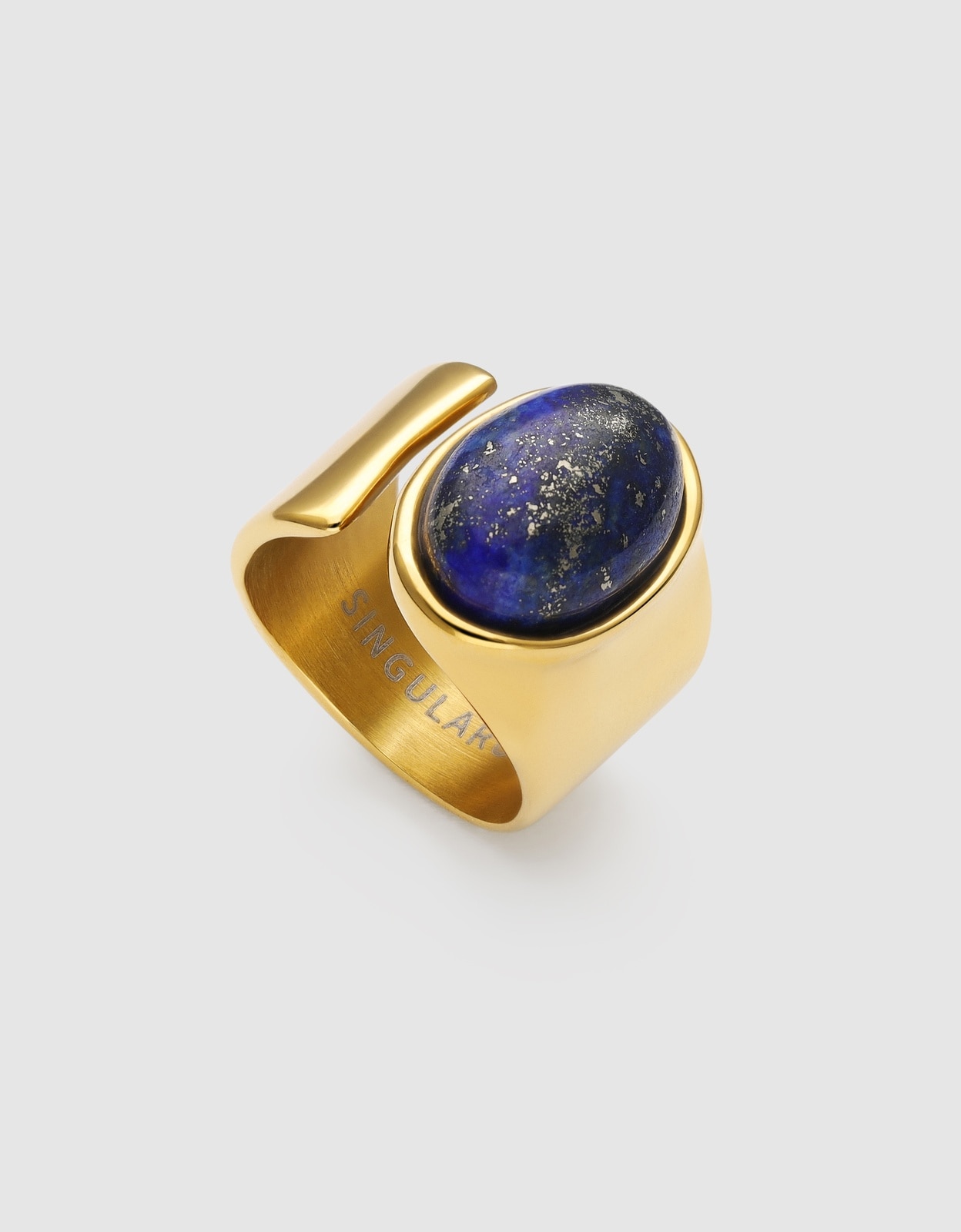 Anel Índigo Azul de Aço Banhado a Ouro Azul-3