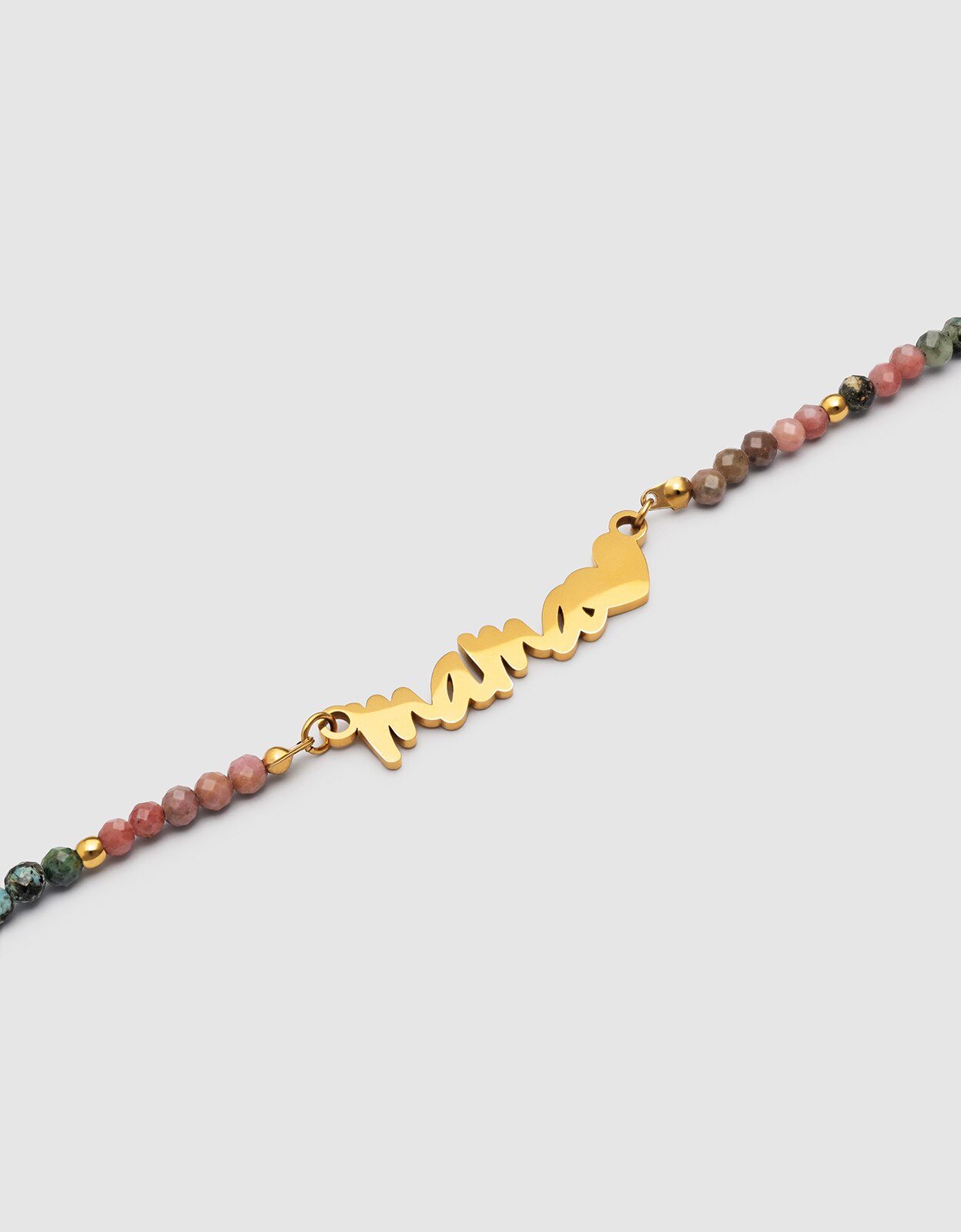 Colar Mamã Heart Tourmaline de Aço Banhado a Ouro Multicolor-3