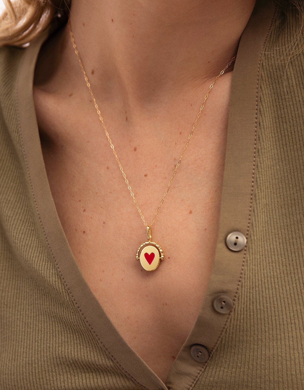 Charm Medalhão Duplo Mamã Lovely Heart de Liga de Metais Banhado a Ouro Vermelho-2