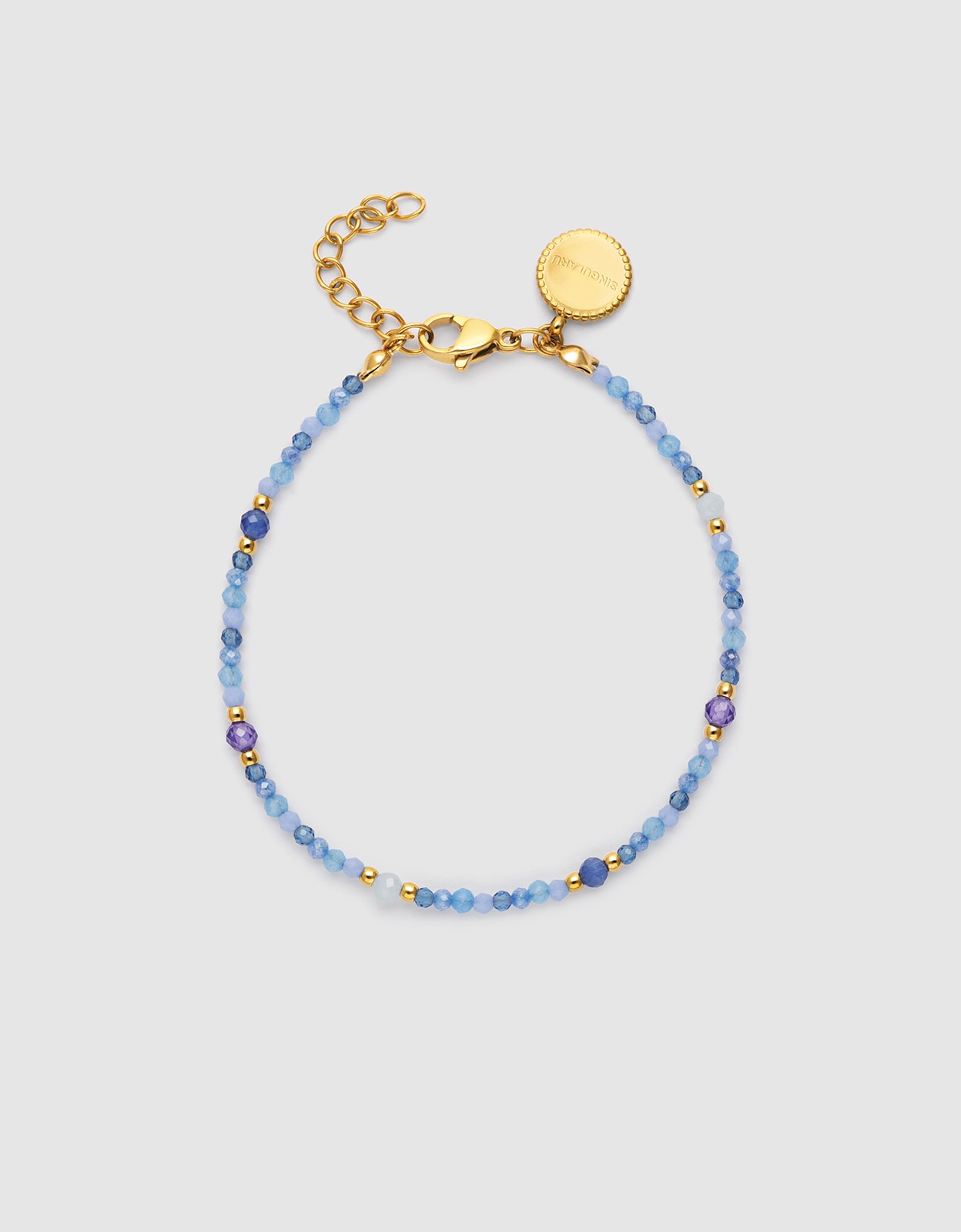 Imagem 0 de Pulseira de Corrente Glam Azul de Aço Banhado a Ouro