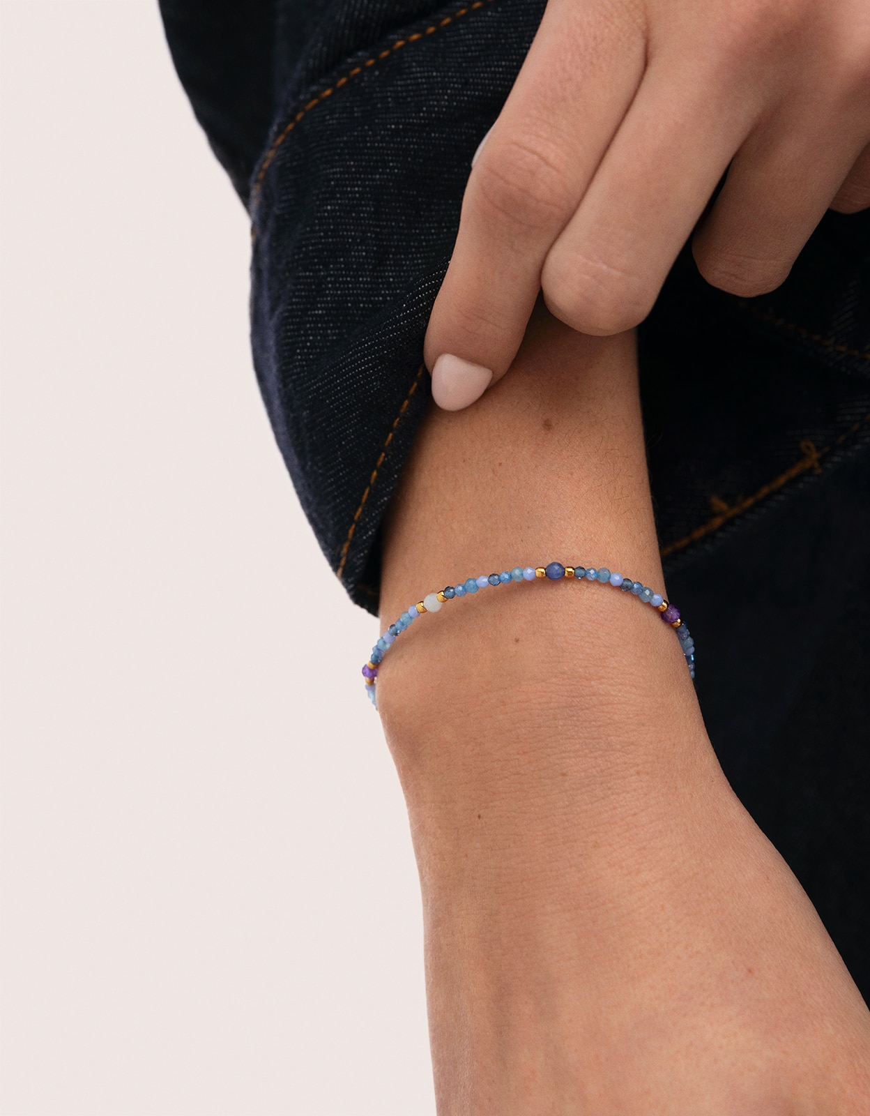 Pulseira de Corrente Glam Azul de Aço Banhado a Ouro Azul-2