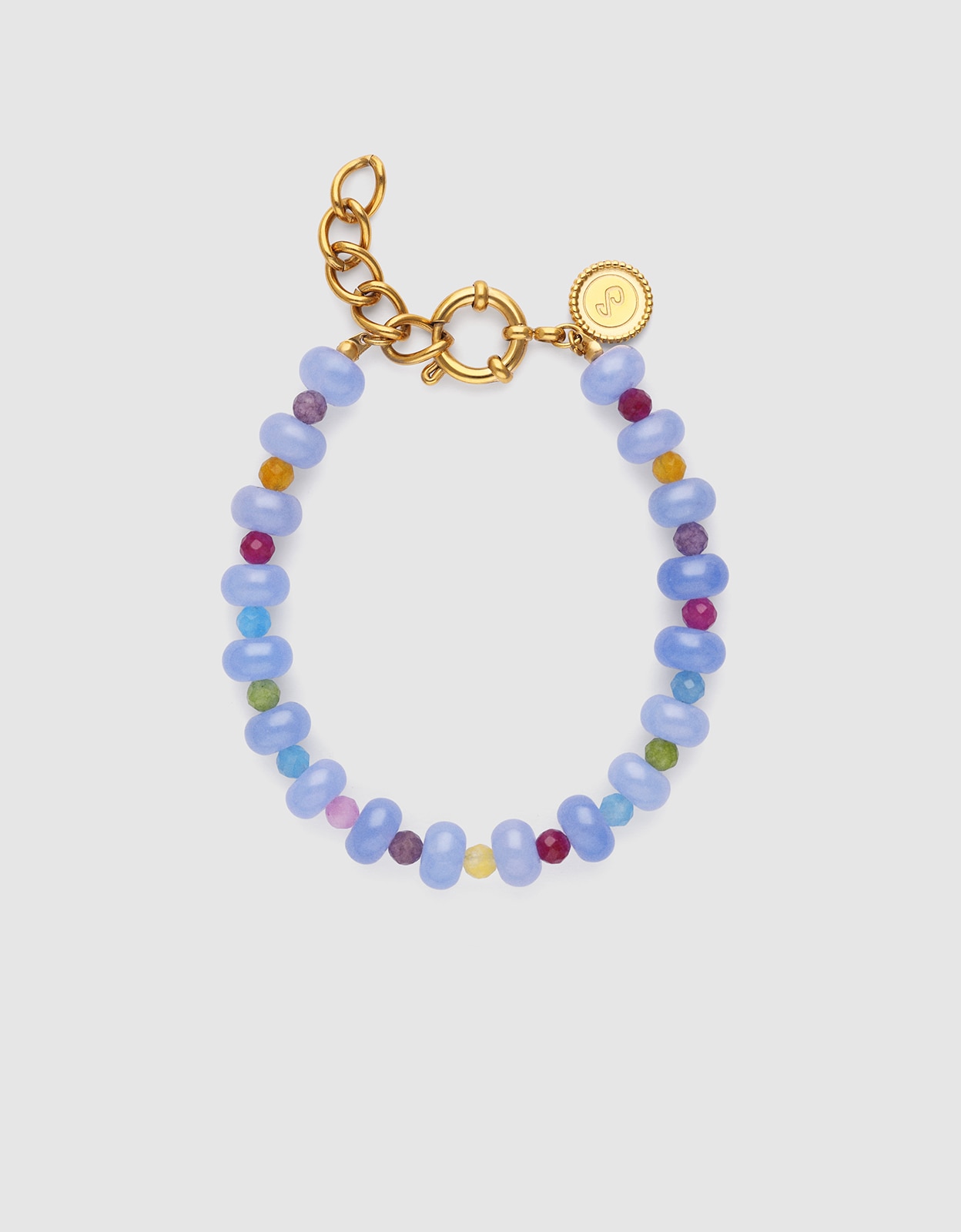 Imagem 0 de Pulseira com Elos Skycolor Stones de Aço Banhado a Ouro