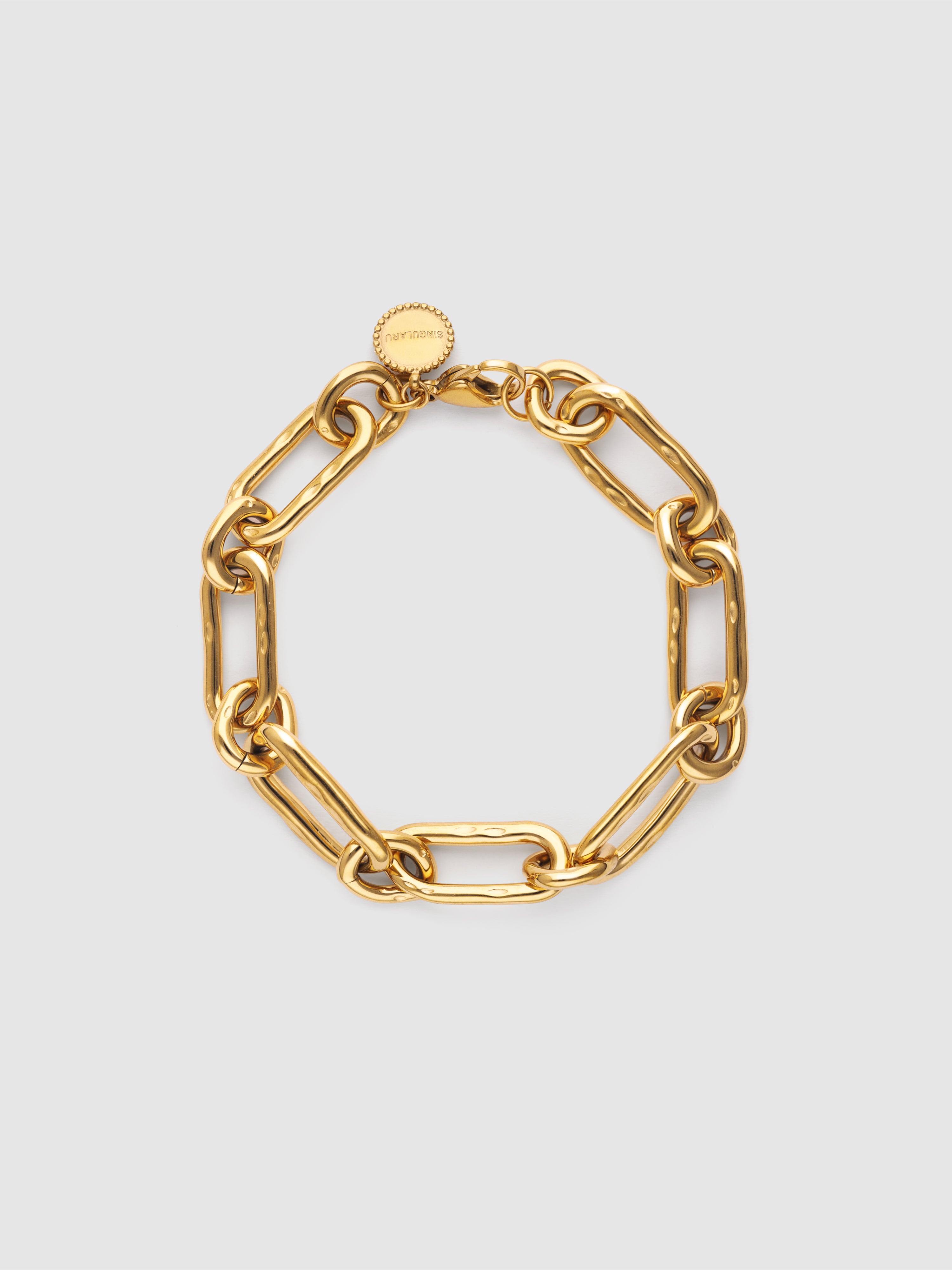 Imagem 0 de Pulseira de Elos Zambia Link de Aço Banhado a Ouro