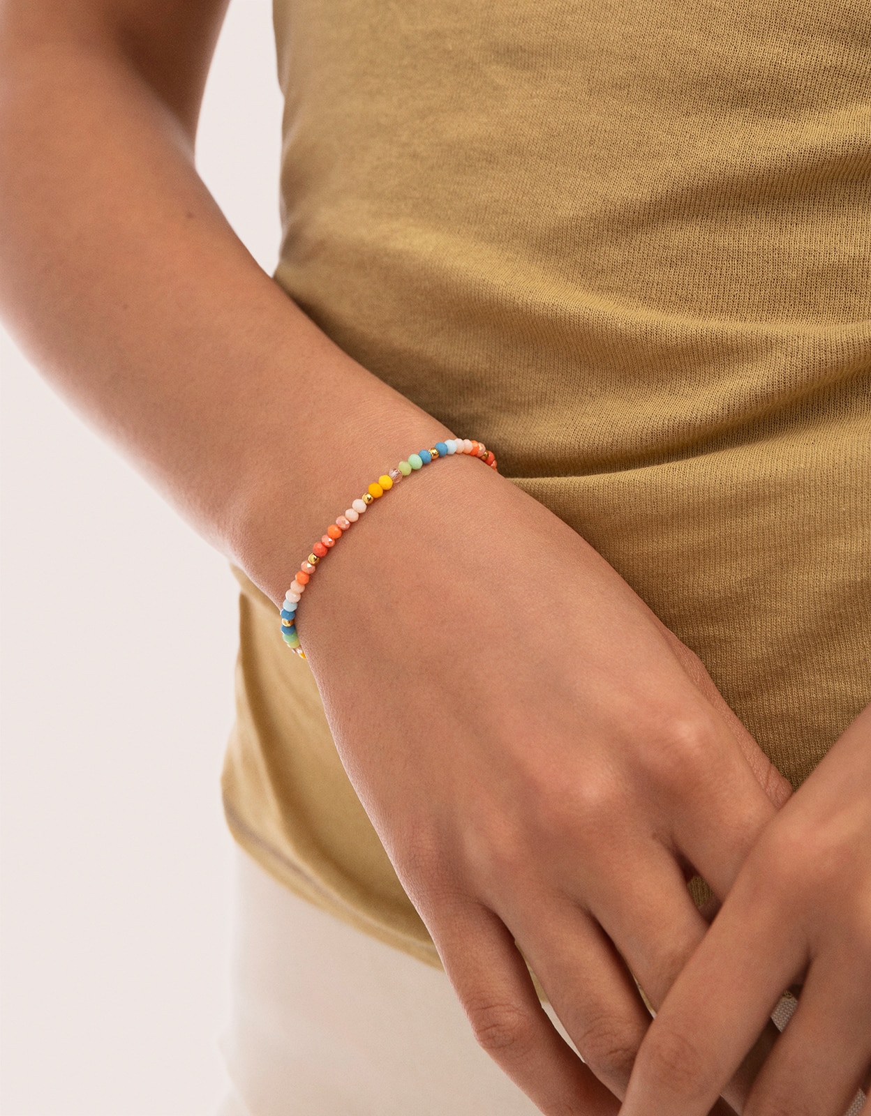 Pulseira de Corrente Crystals Pastel de Aço Banhado a Ouro Multicolor-2