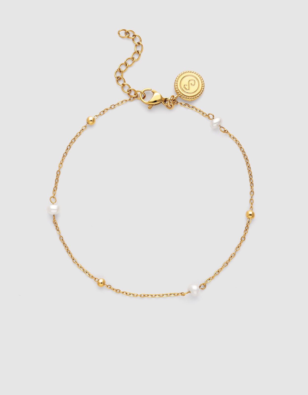 Imagem 0 de Pulseira de Corrente Little Pearl de Aço Banhado a Ouro