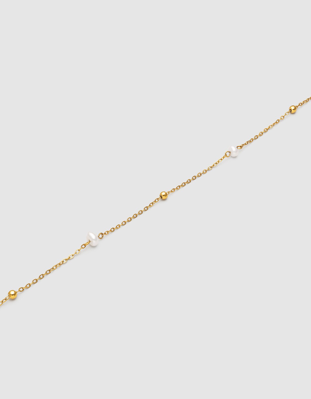 Pulseira Tornozeleira Little Pearl de Aço Banhado a Ouro Branco-3
