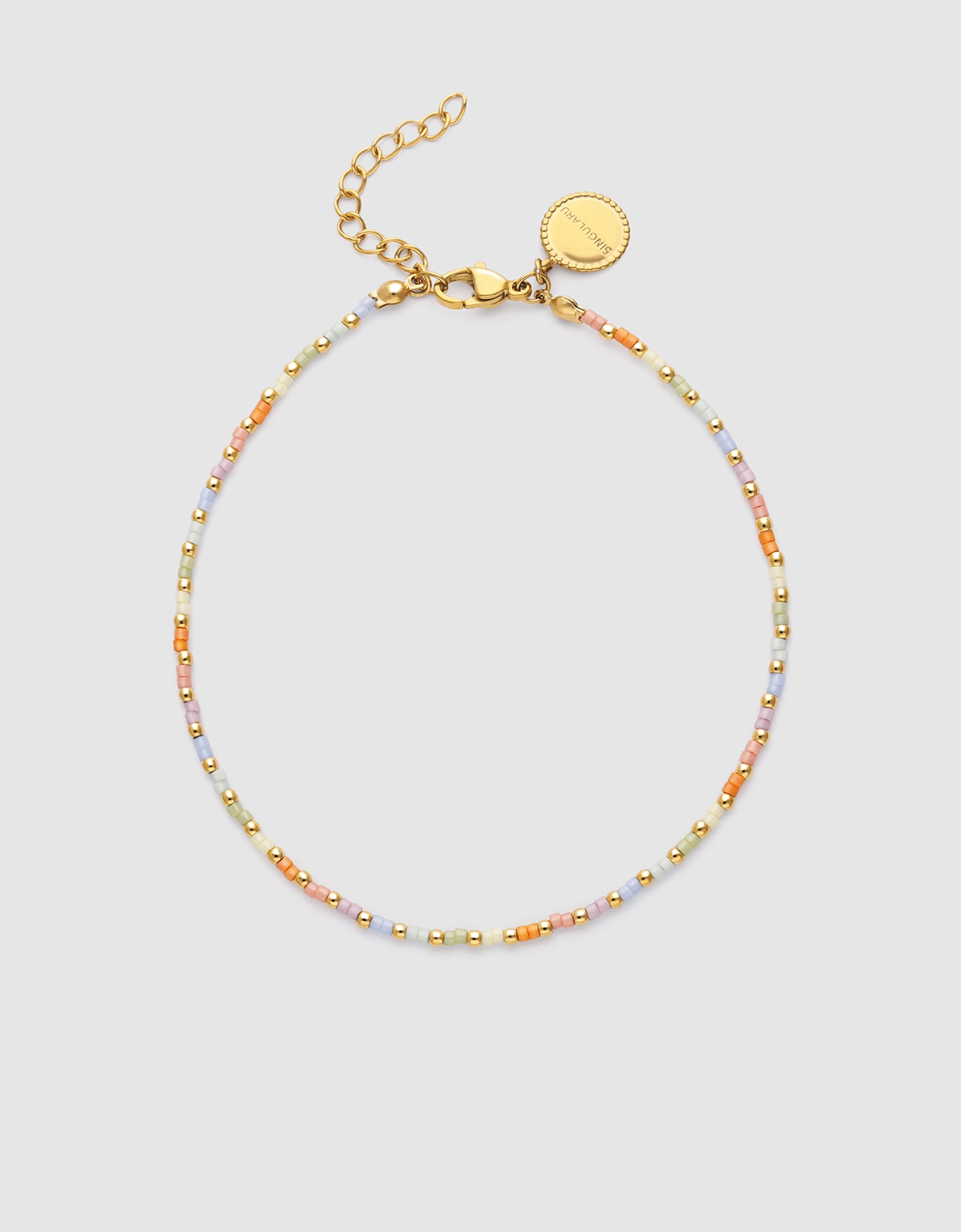 Pulseira Tornozeleira Rainbow Pastel de Aço Banhado a Ouro Multicolor-1